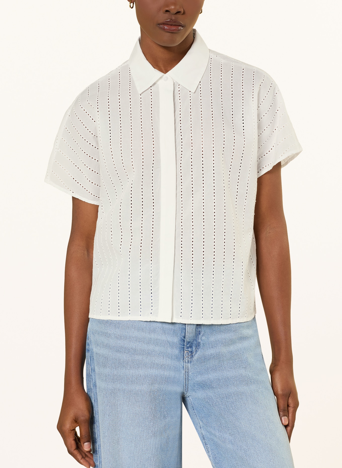 OPUS Hemdbluse FYDRA aus Lochspitze: WEISS