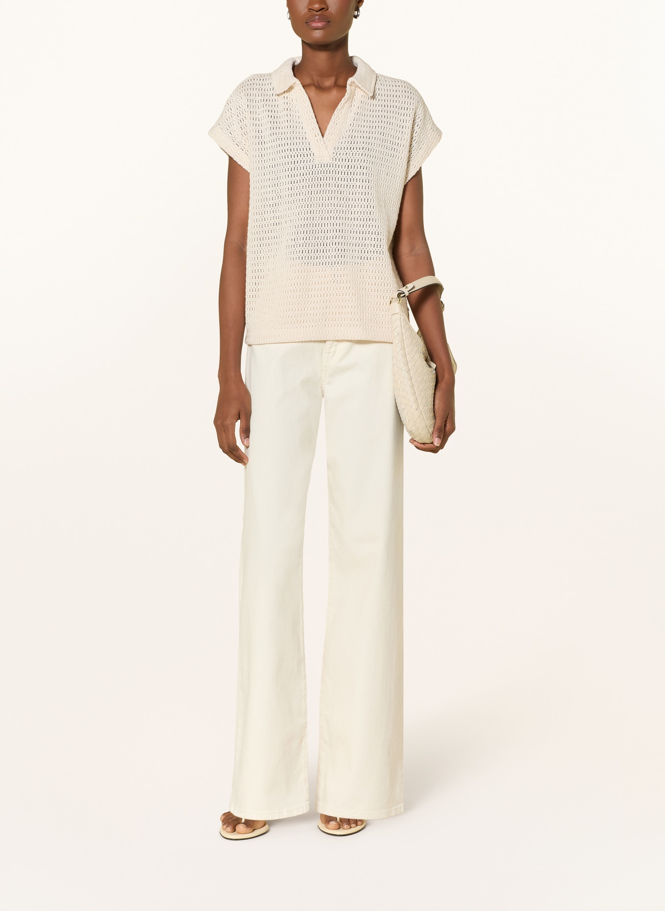 OPUS Häkel-Poloshirt SOMONA: CREME