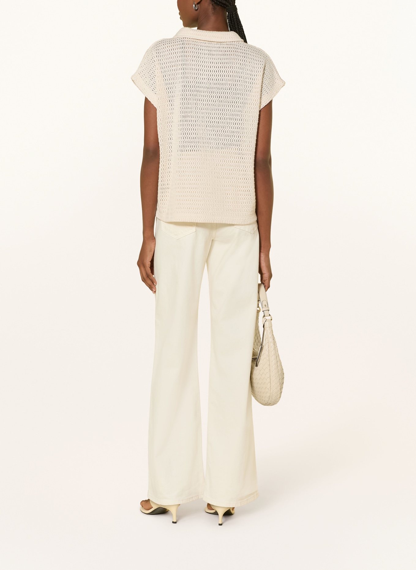 OPUS Häkel-Poloshirt SOMONA: CREME