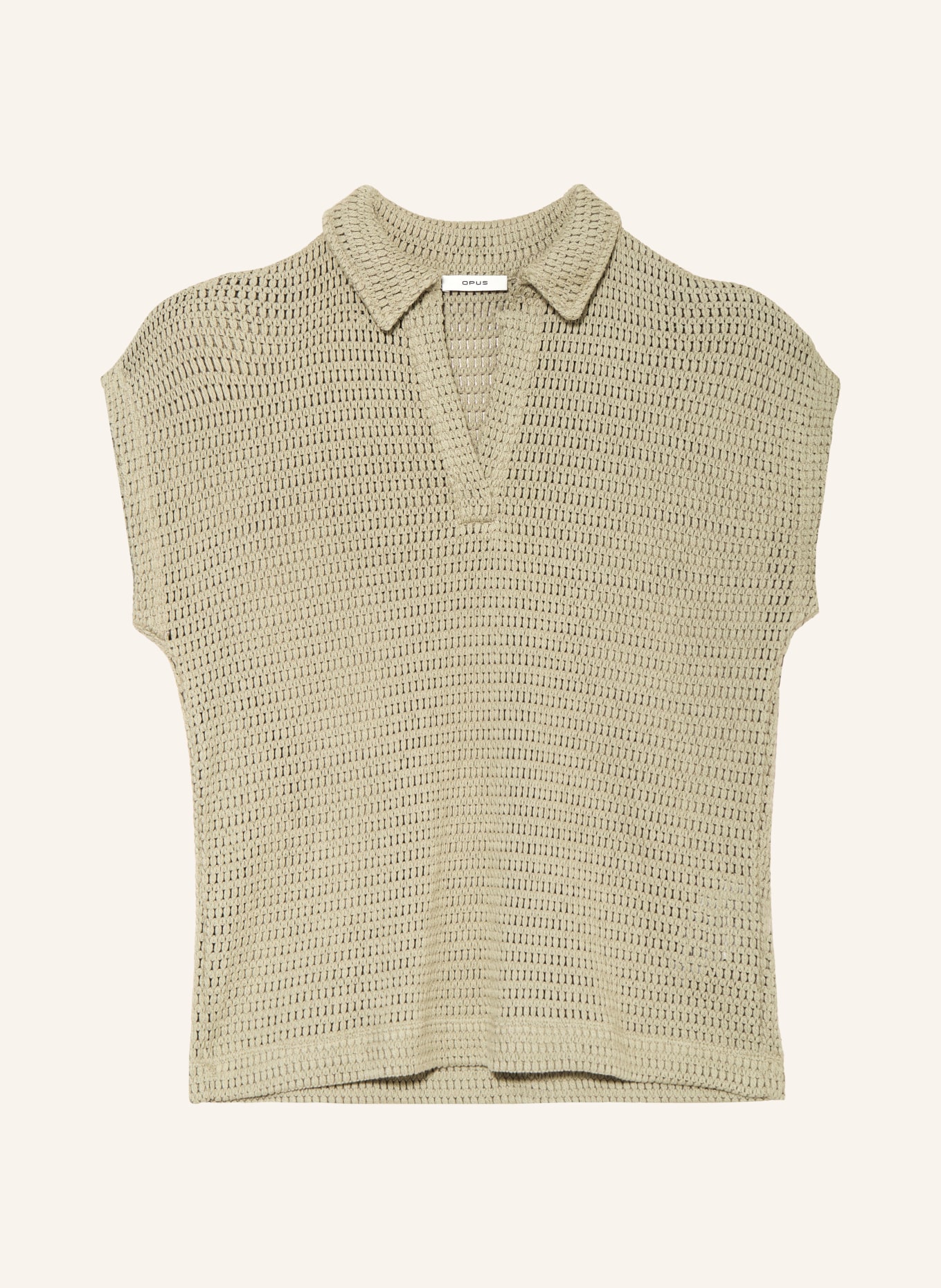 OPUS Häkel-Poloshirt SOMONA: GRÜN