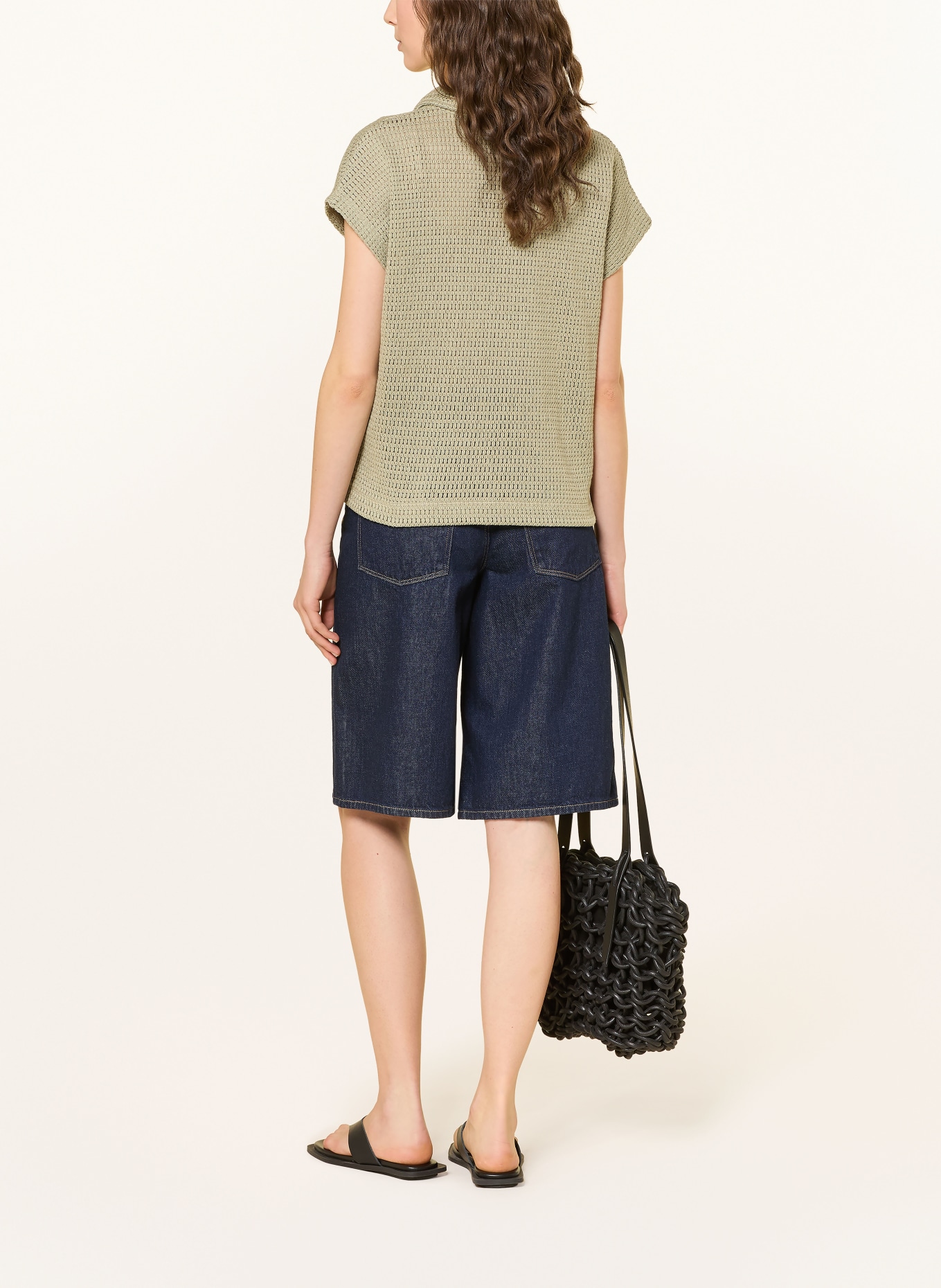 OPUS Häkel-Poloshirt SOMONA: GRÜN