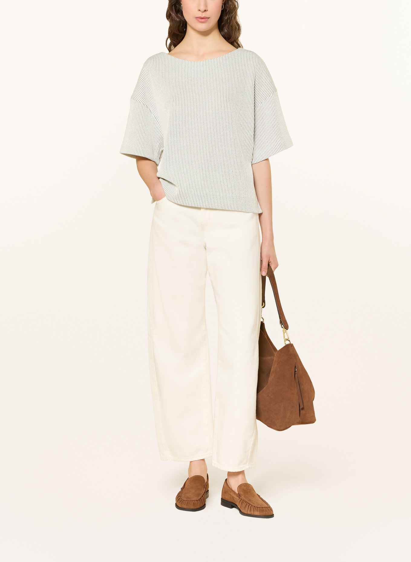 OPUS Strickshirt GAUSTER: ECRU / OLIV