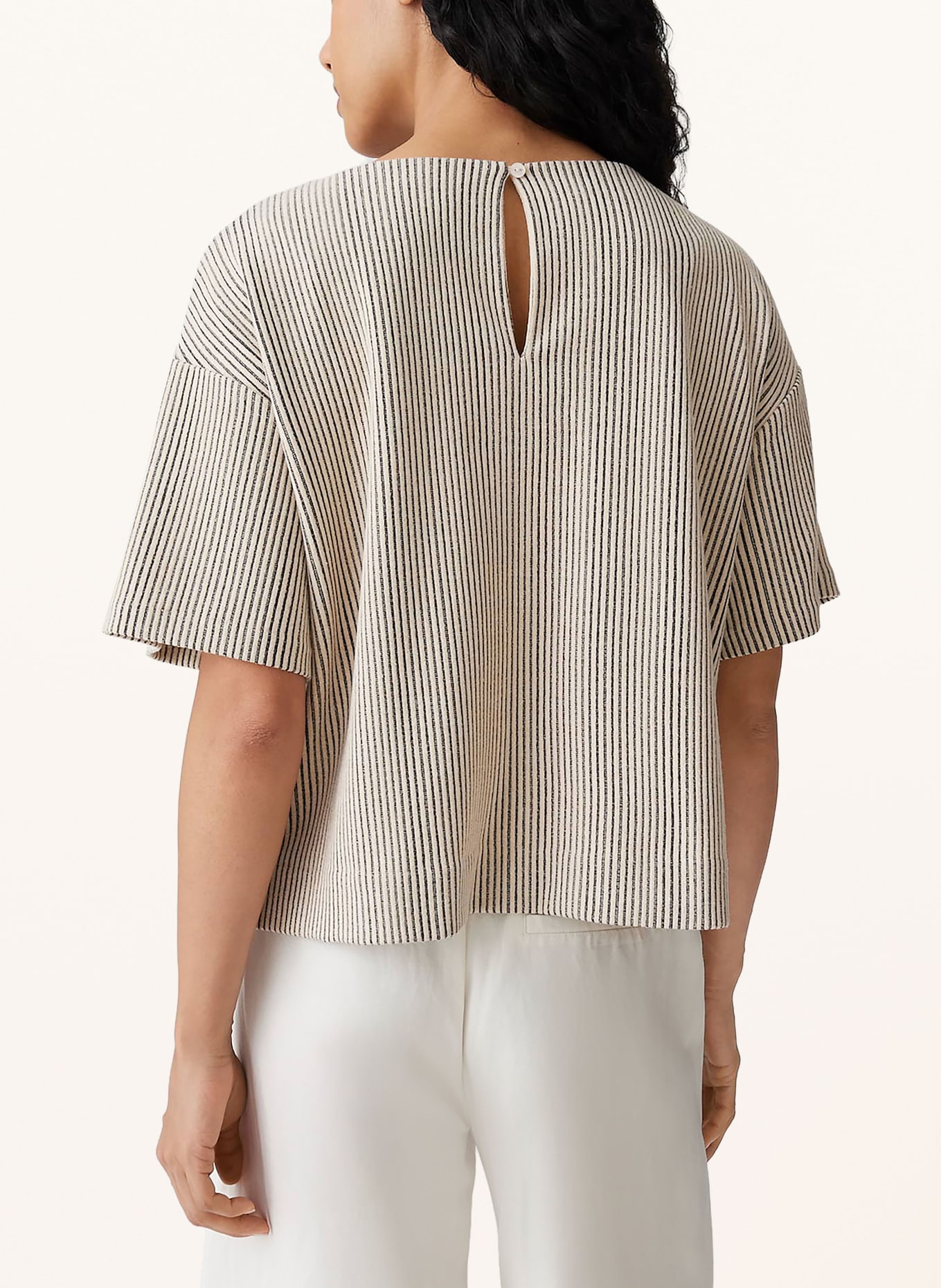 OPUS Strickshirt GAUSTER: CREME / DUNKELBLAU