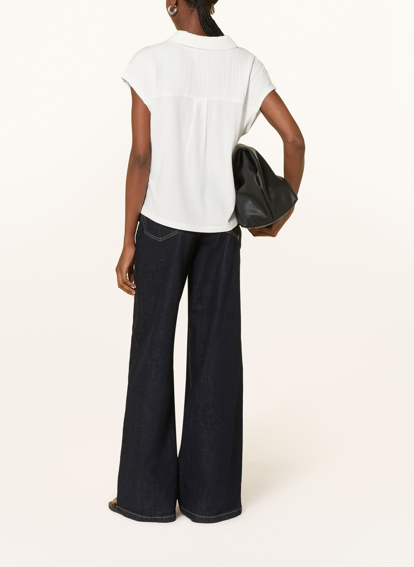 OPUS Blusenshirt SANTOLINI im Materialmix: WEISS