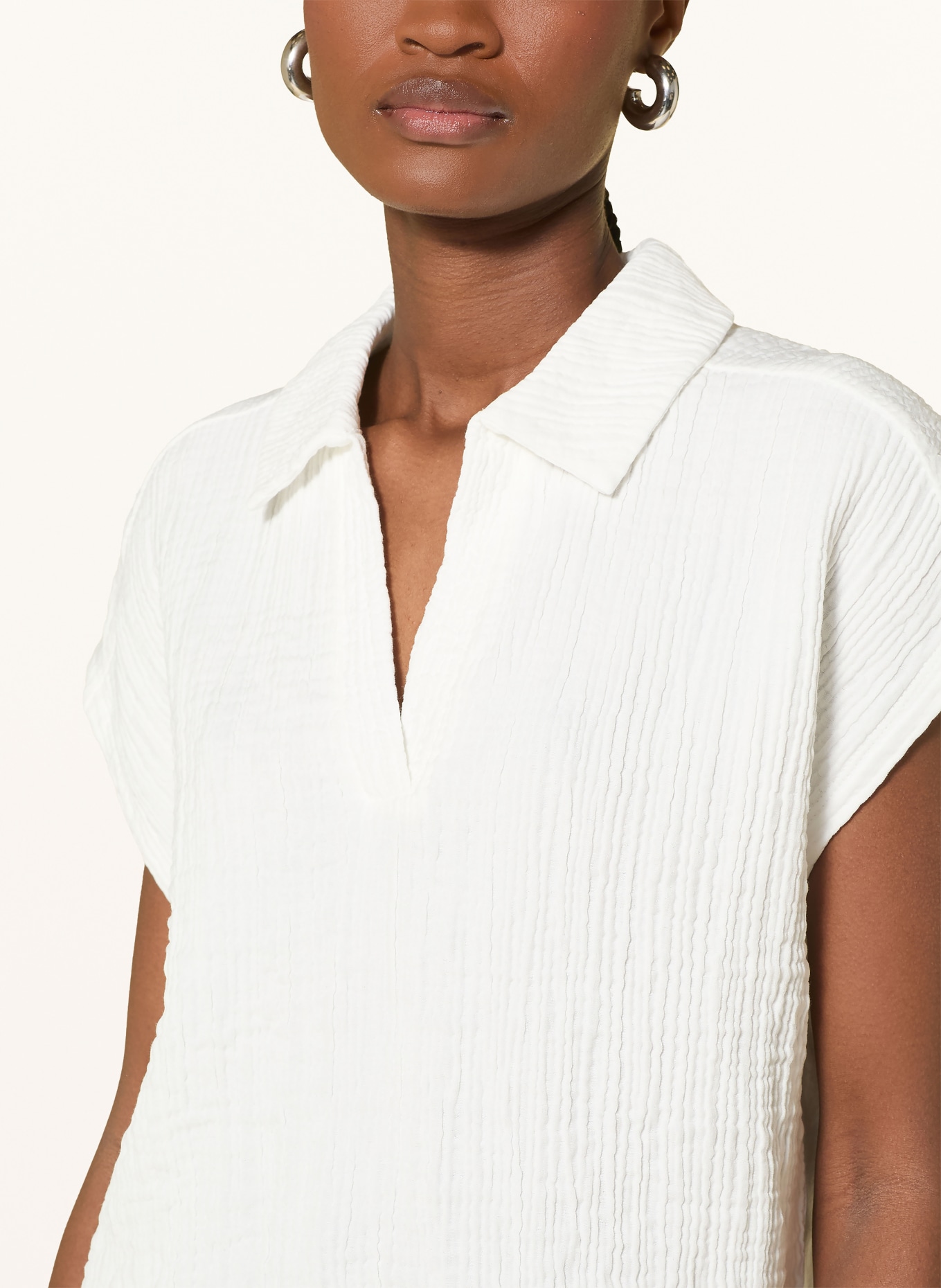 OPUS Blusenshirt SANTOLINI im Materialmix: WEISS