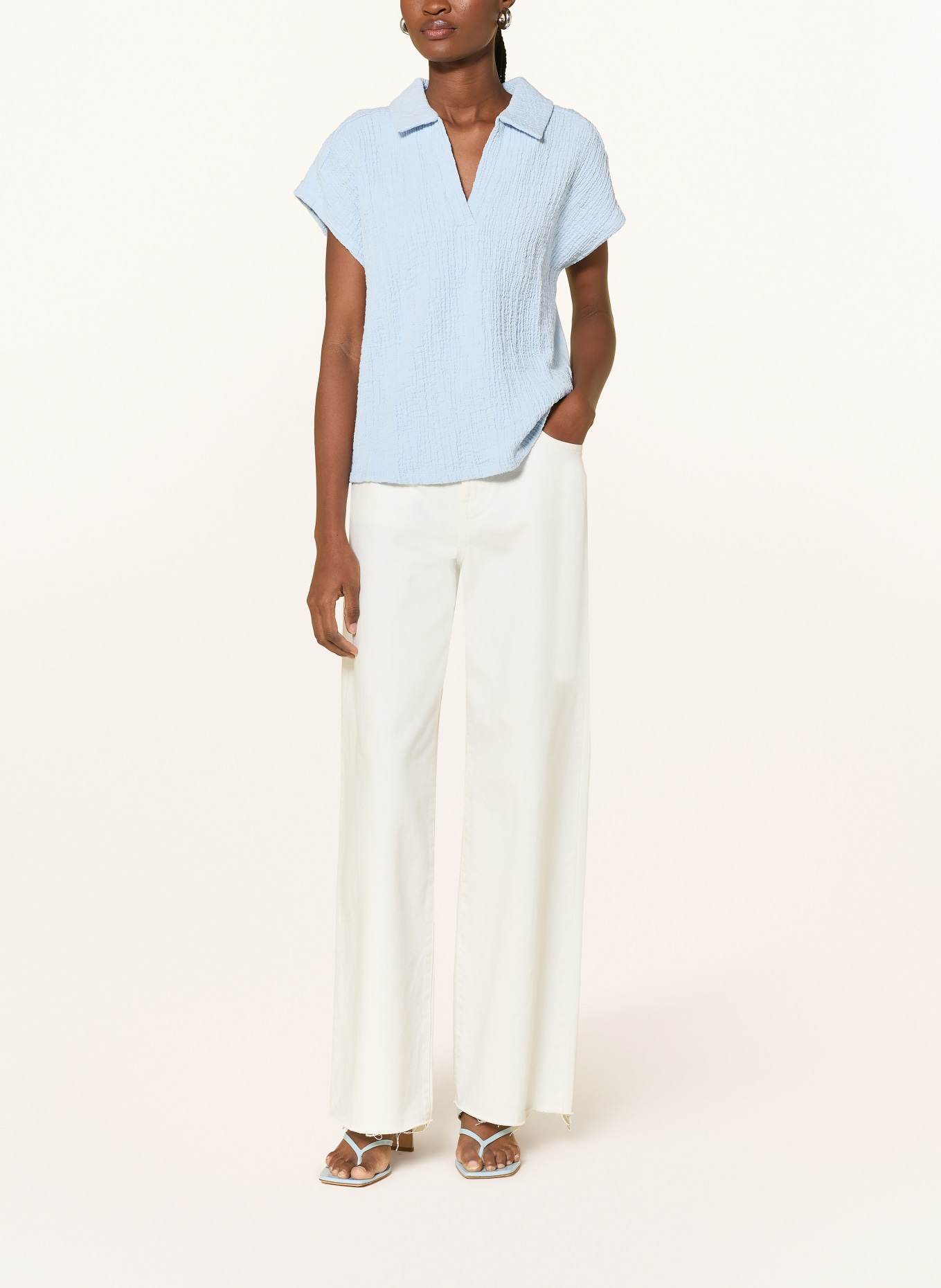 OPUS SANTOLINI Blouse Shirt in a Material Mix: LIGHT BLUE