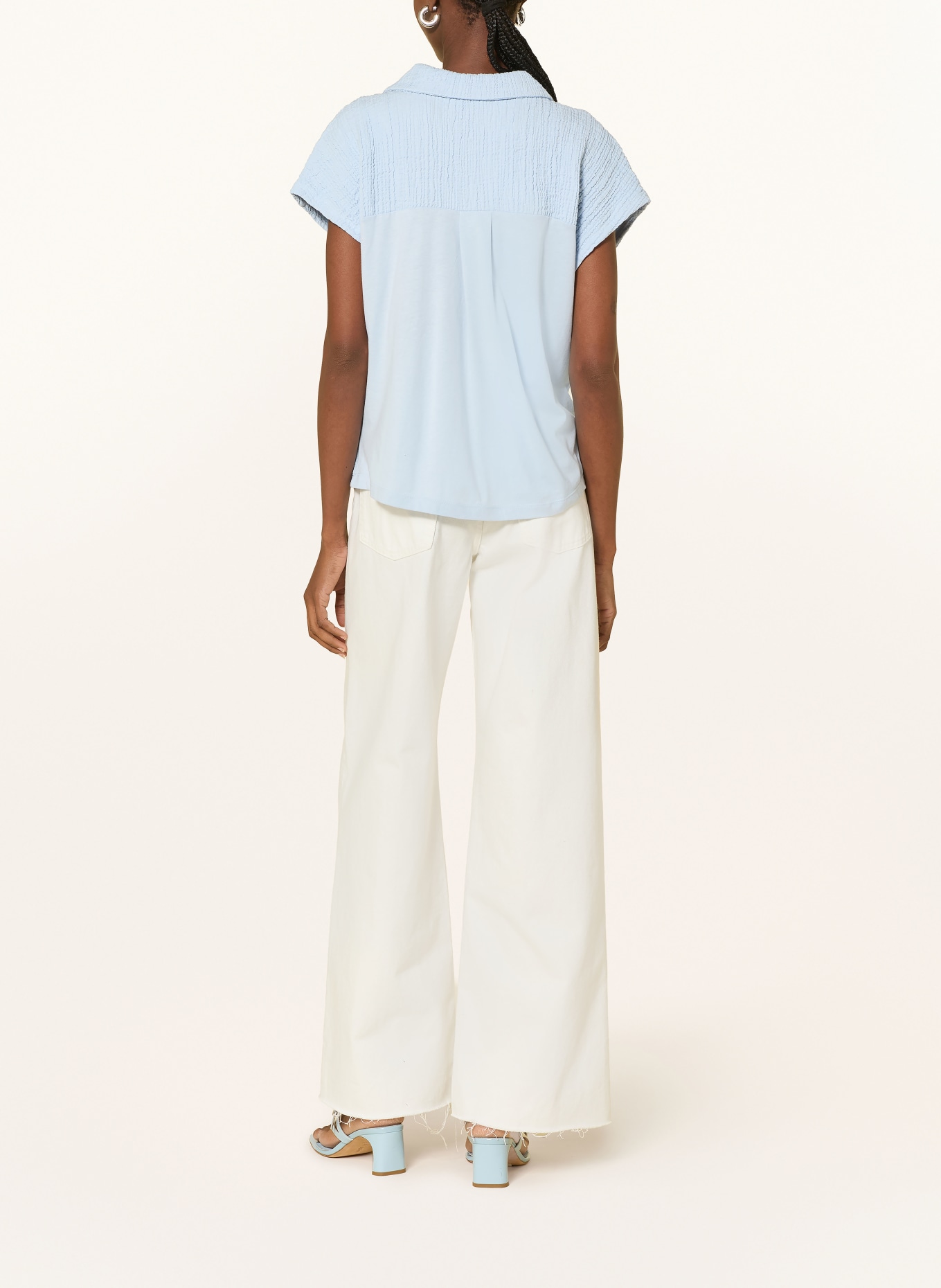 OPUS SANTOLINI Blouse Shirt in a Material Mix: LIGHT BLUE