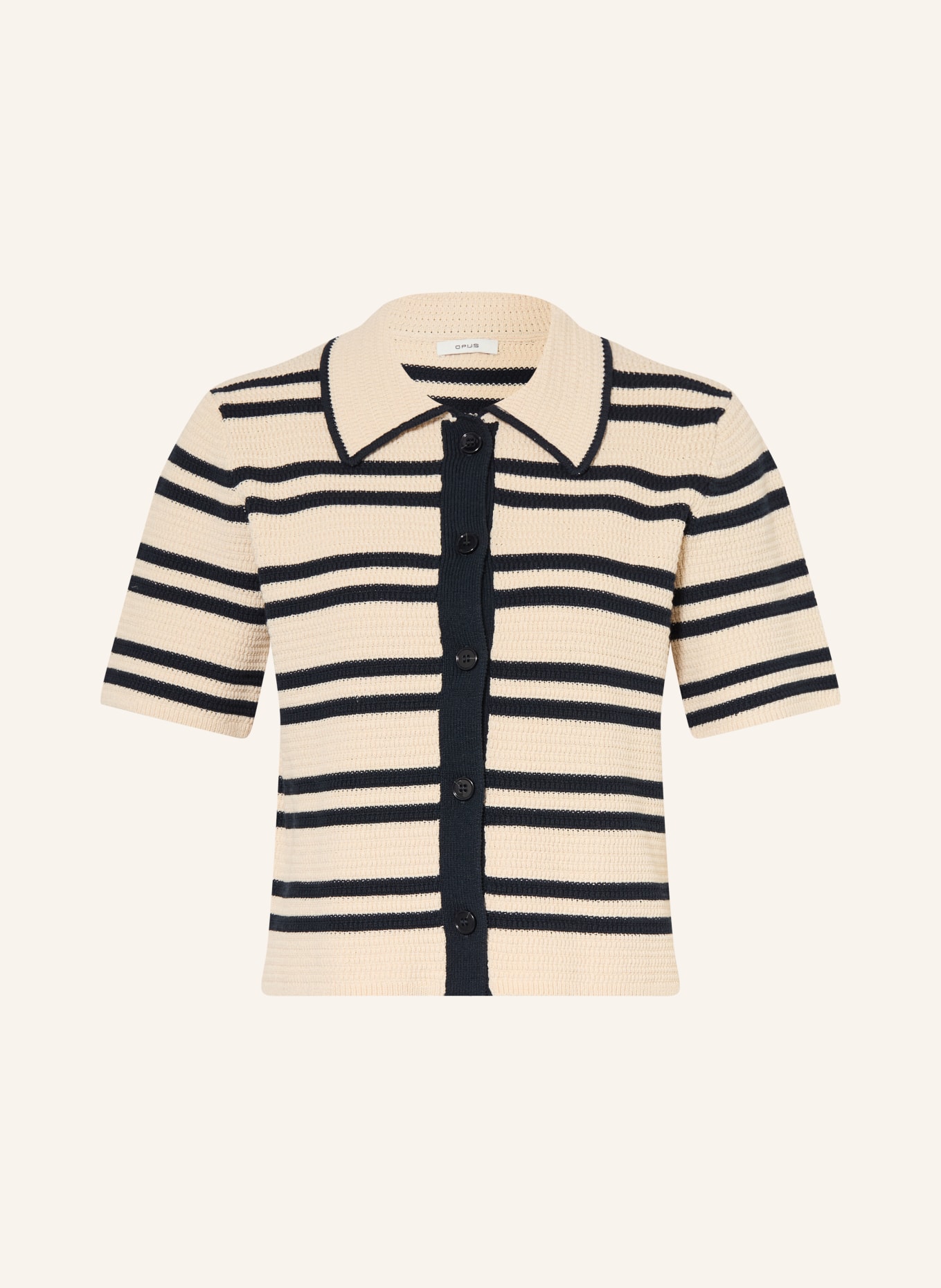 OPUS Strickbluse DERTINY: CREME / DUNKELBLAU