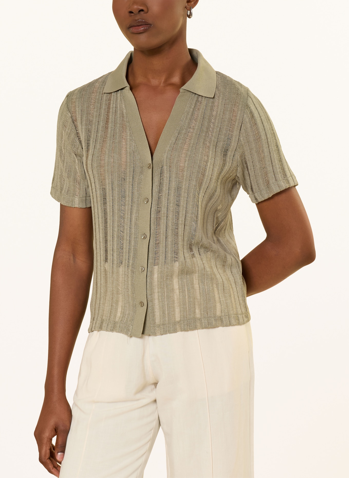 OPUS Strickbluse SUGAHA: OLIV