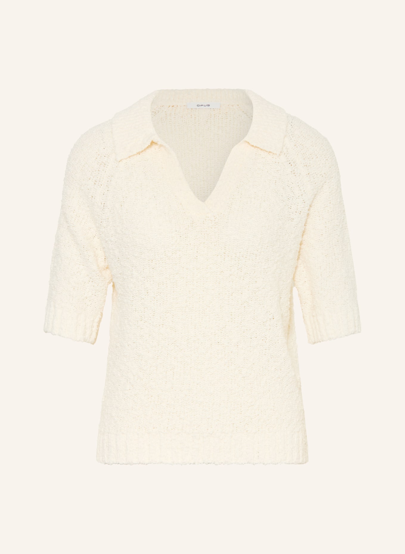 OPUS POSILLY Bouclé Knit Polo Shirt: ECRU