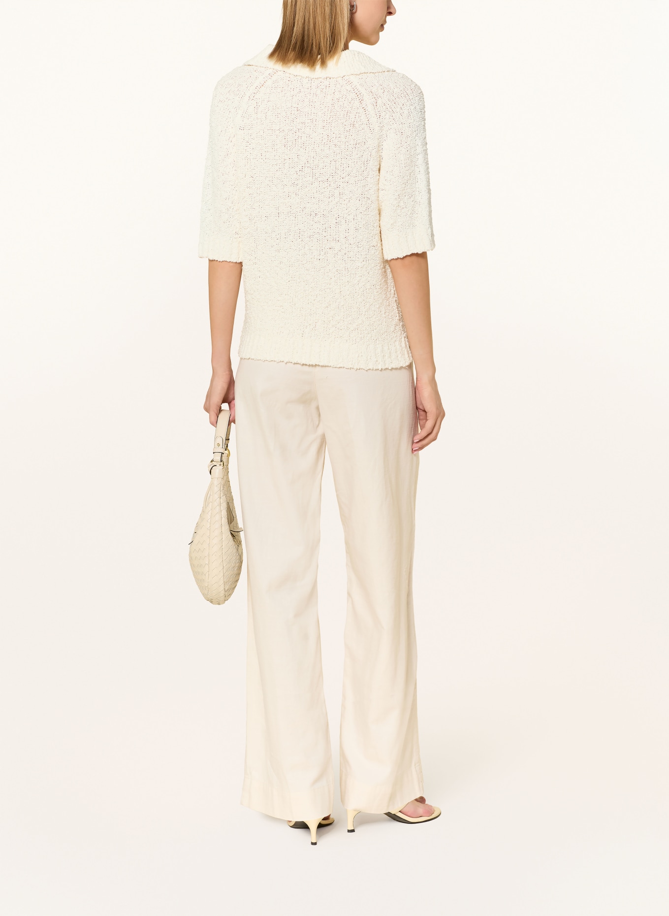 OPUS POSILLY Bouclé Knit Polo Shirt: ECRU