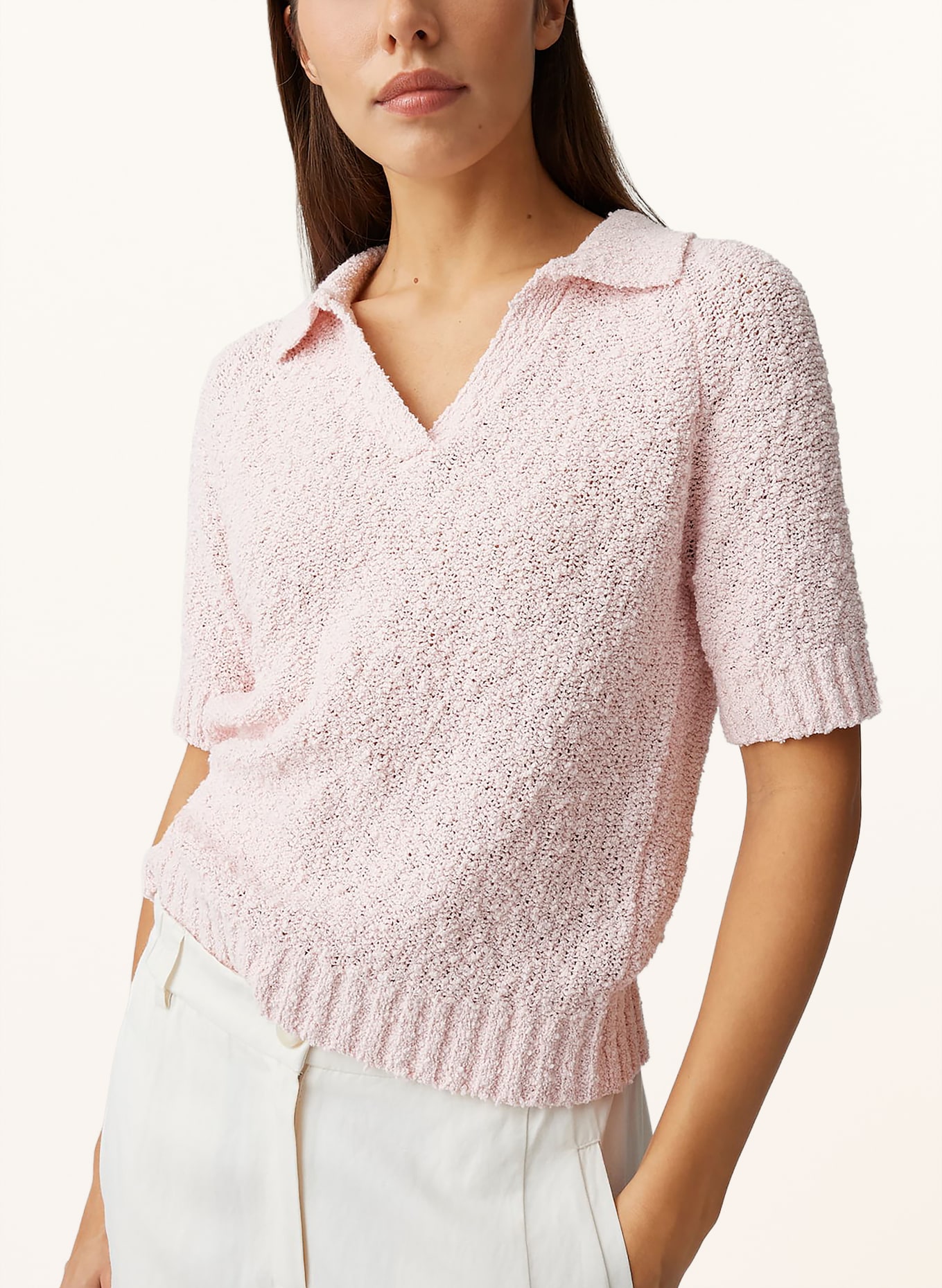 OPUS Polo en maille POSILLY en bouclé: ROSÉ