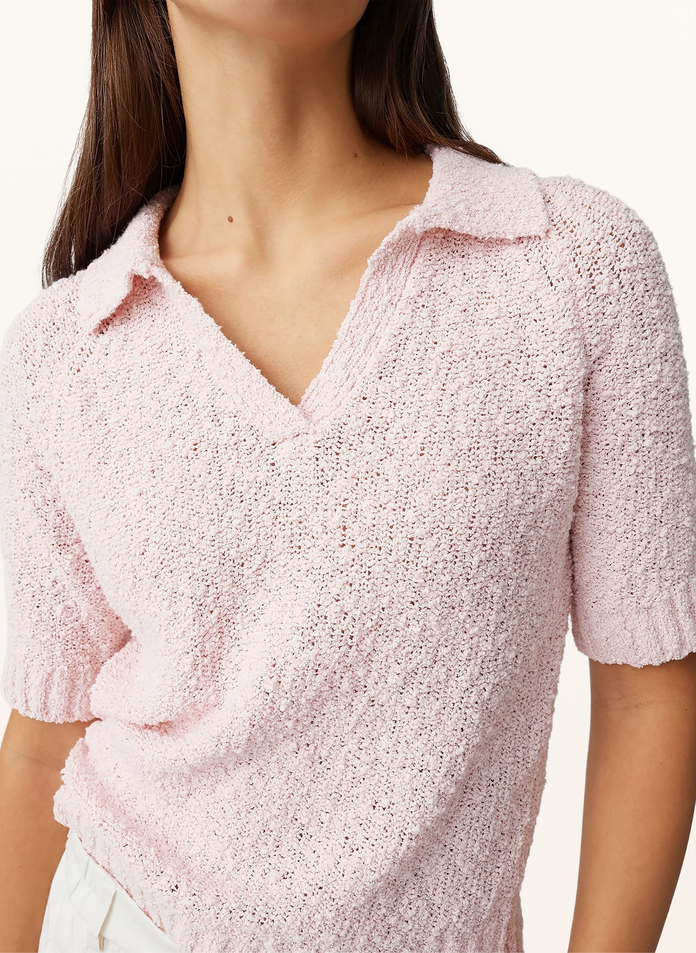 OPUS Polo en maille POSILLY en bouclé: ROSÉ