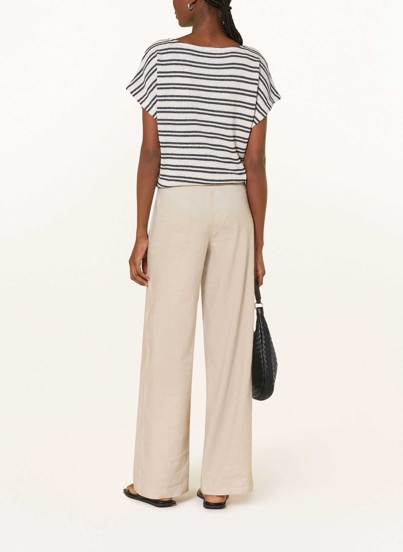 OPUS Strickshirt SOSTAL: DUNKELBLAU / BEIGE