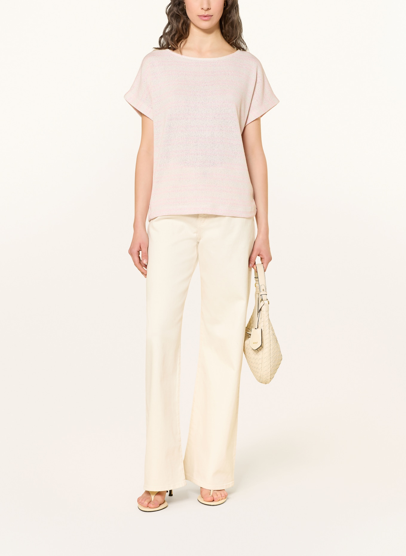 OPUS Strickshirt SOSTAL: CREME / HELLROSA