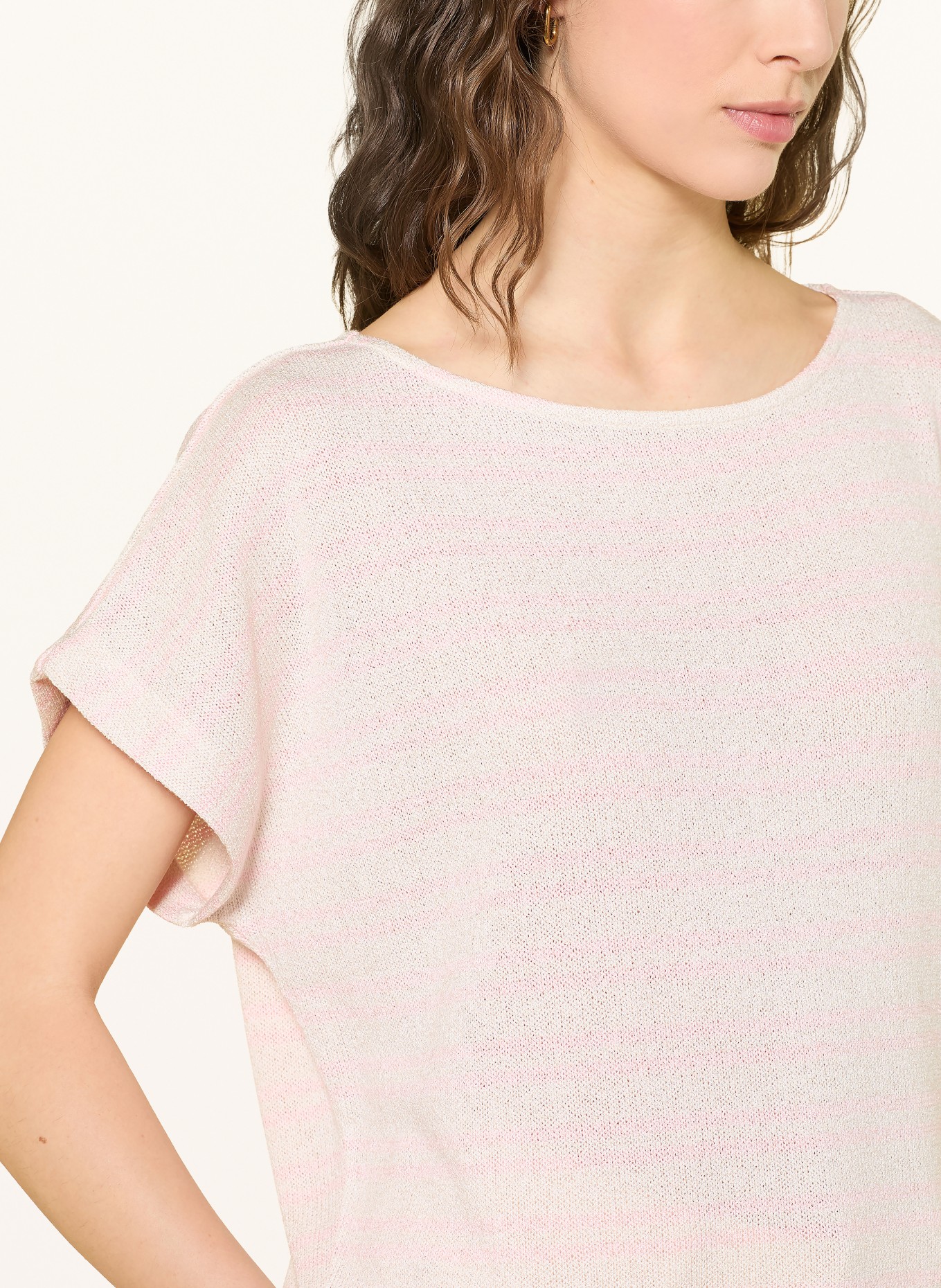 OPUS Strickshirt SOSTAL: CREME / HELLROSA