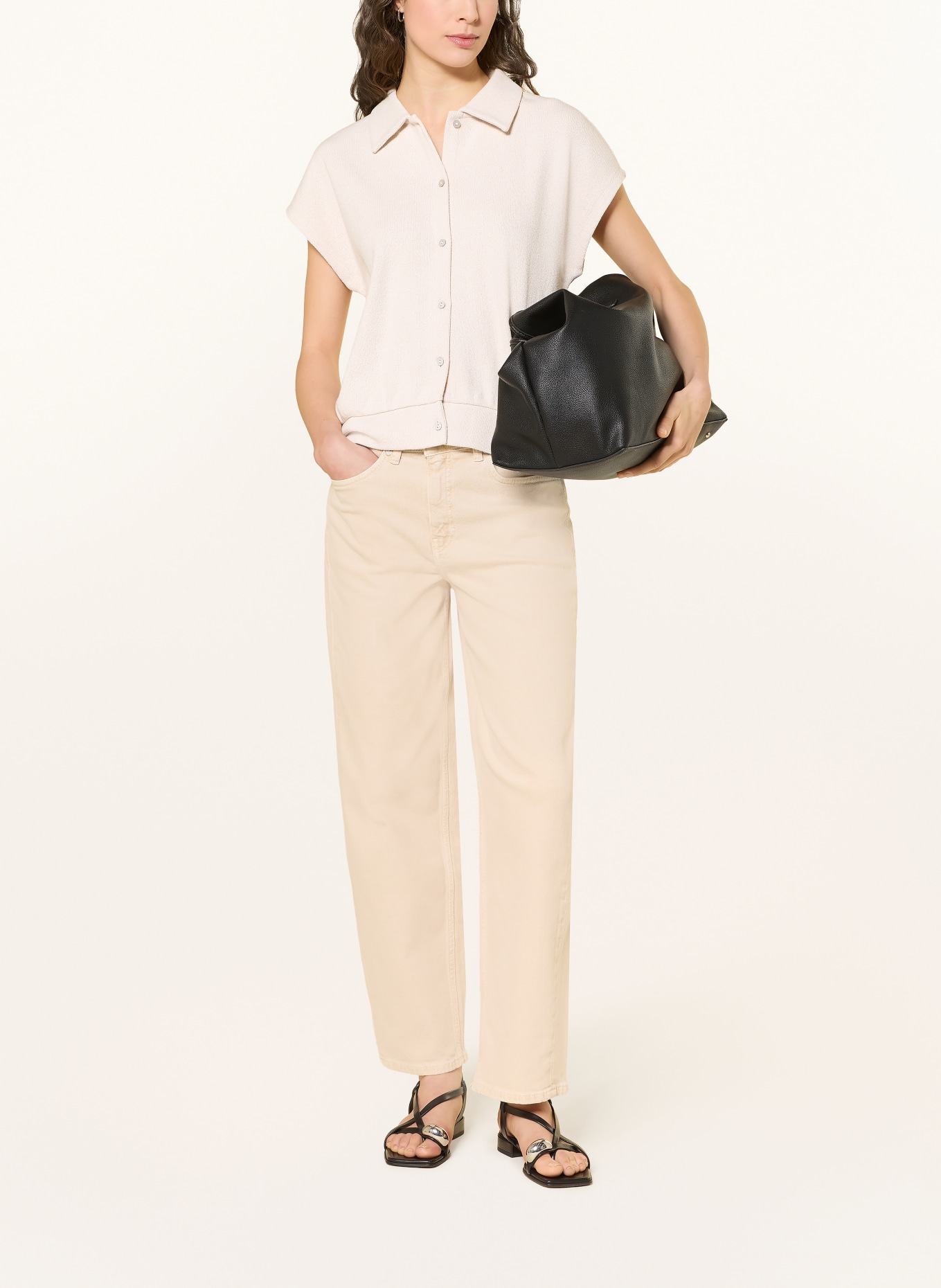 OPUS Pletená blůza GLAYA: KRÉMOVÁ