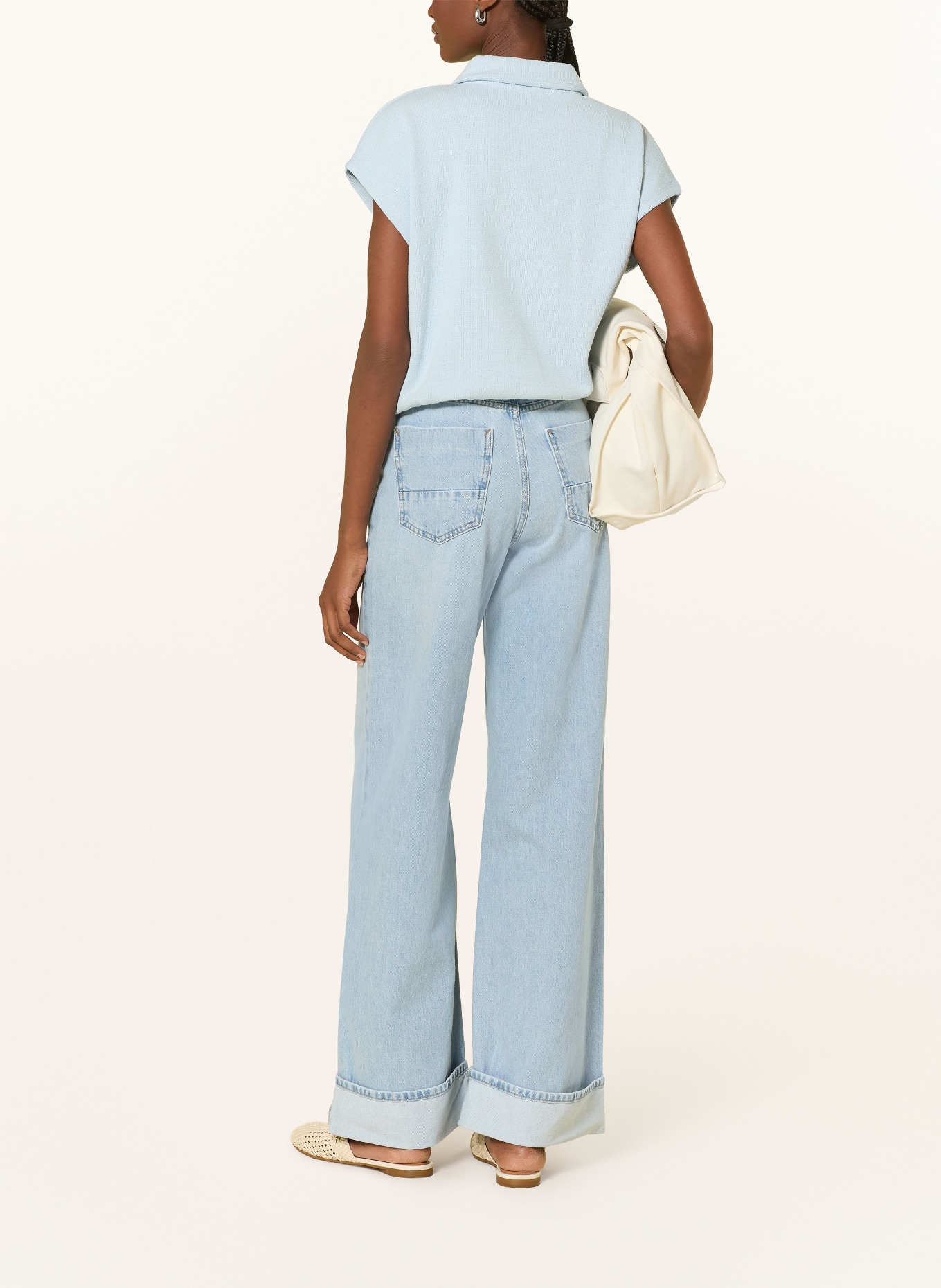 OPUS Bluzka z dzianiny GLAYA: JASNONIEBIESKI