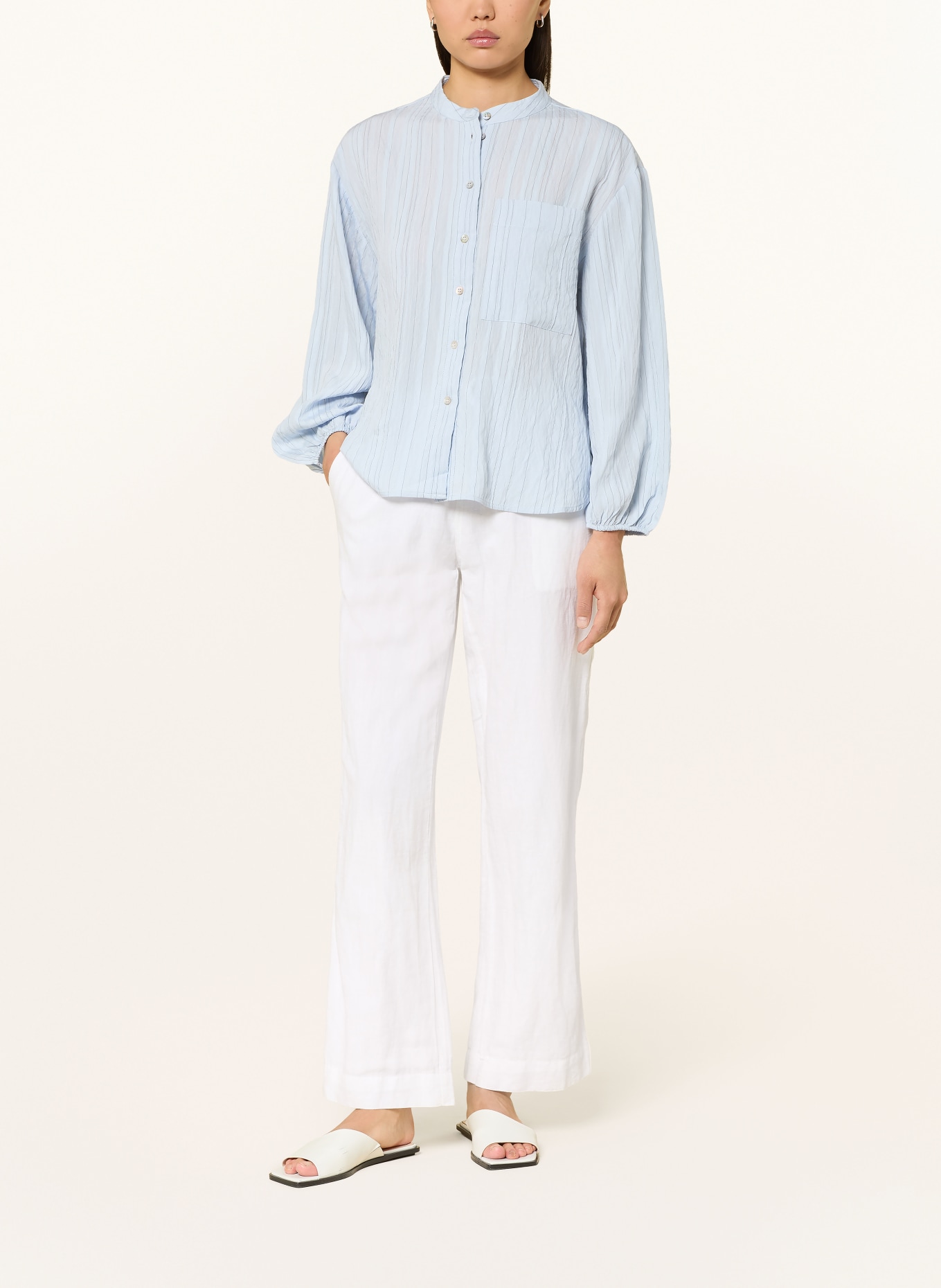 OPUS Bluse FLARIA: HELLBLAU / SCHWARZ