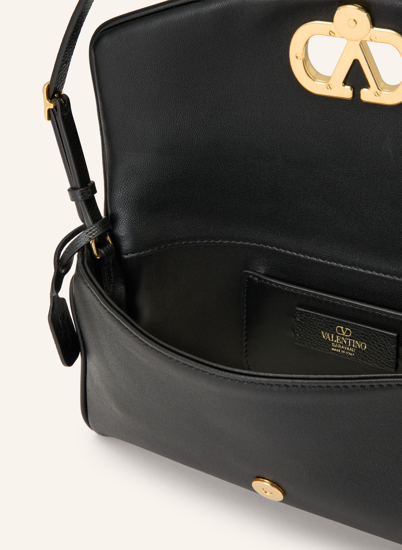 VALENTINO GARAVANI Schoudertas DEVAIN: ZWART / GOUD