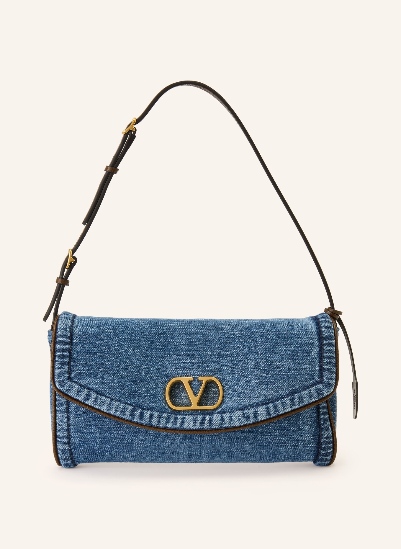 VALENTINO GARAVANI Schultertasche DEVAIN: HELLBLAU / GOLD / BRAUN