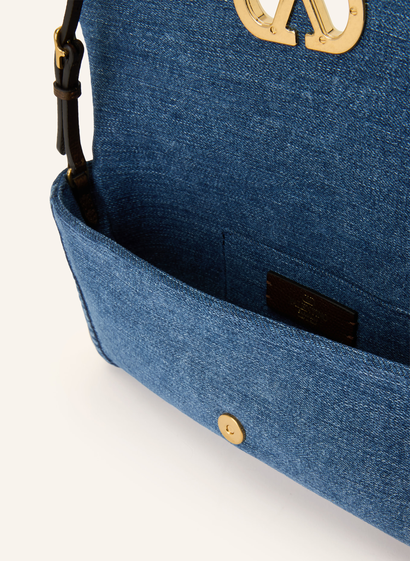VALENTINO GARAVANI Schultertasche DEVAIN: HELLBLAU / GOLD / BRAUN