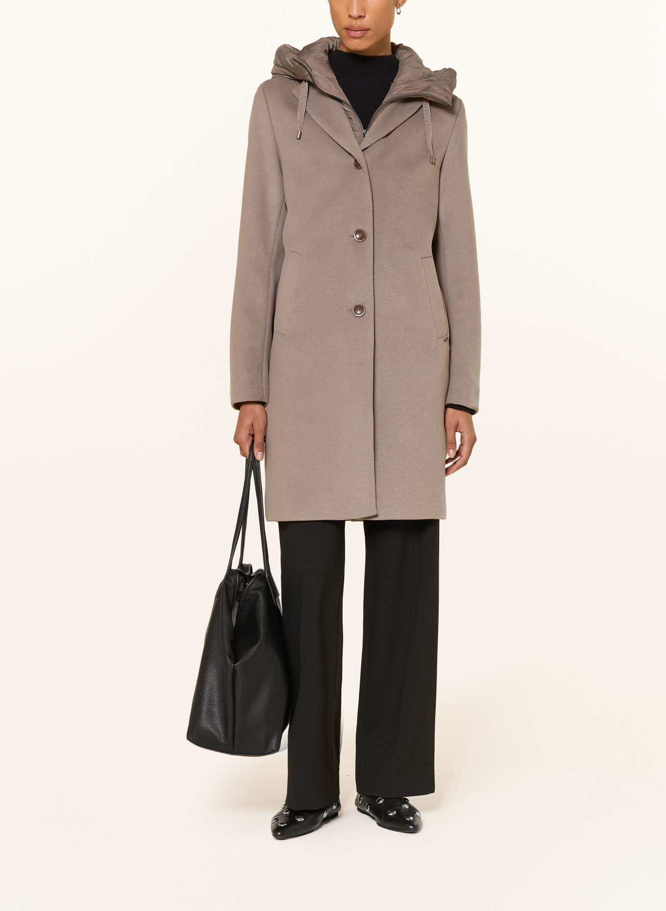 CINQUE CIMIRACLE blazer coat with removable collar: TAUPE