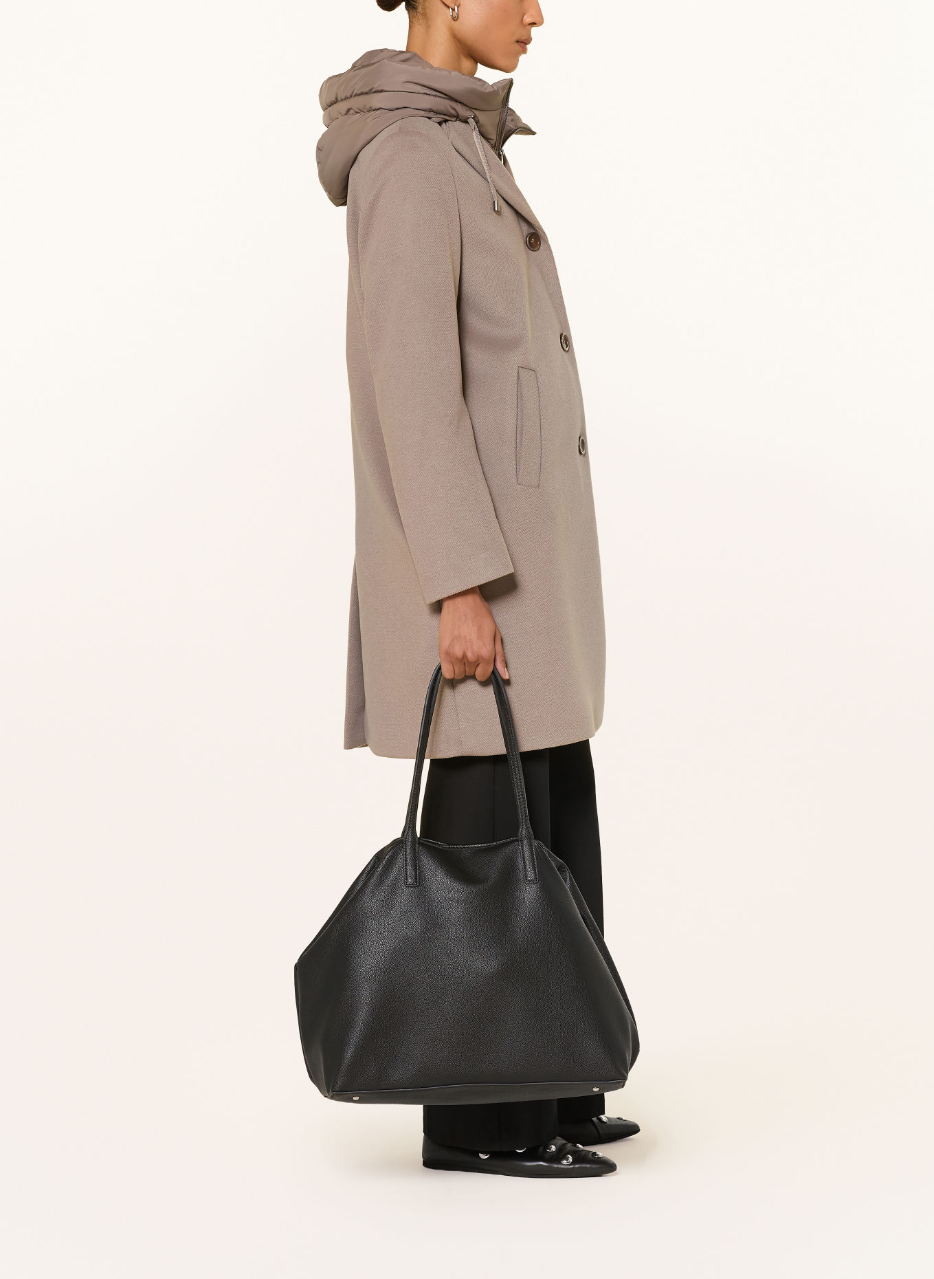 CINQUE CIMIRACLE blazer coat with removable collar: TAUPE