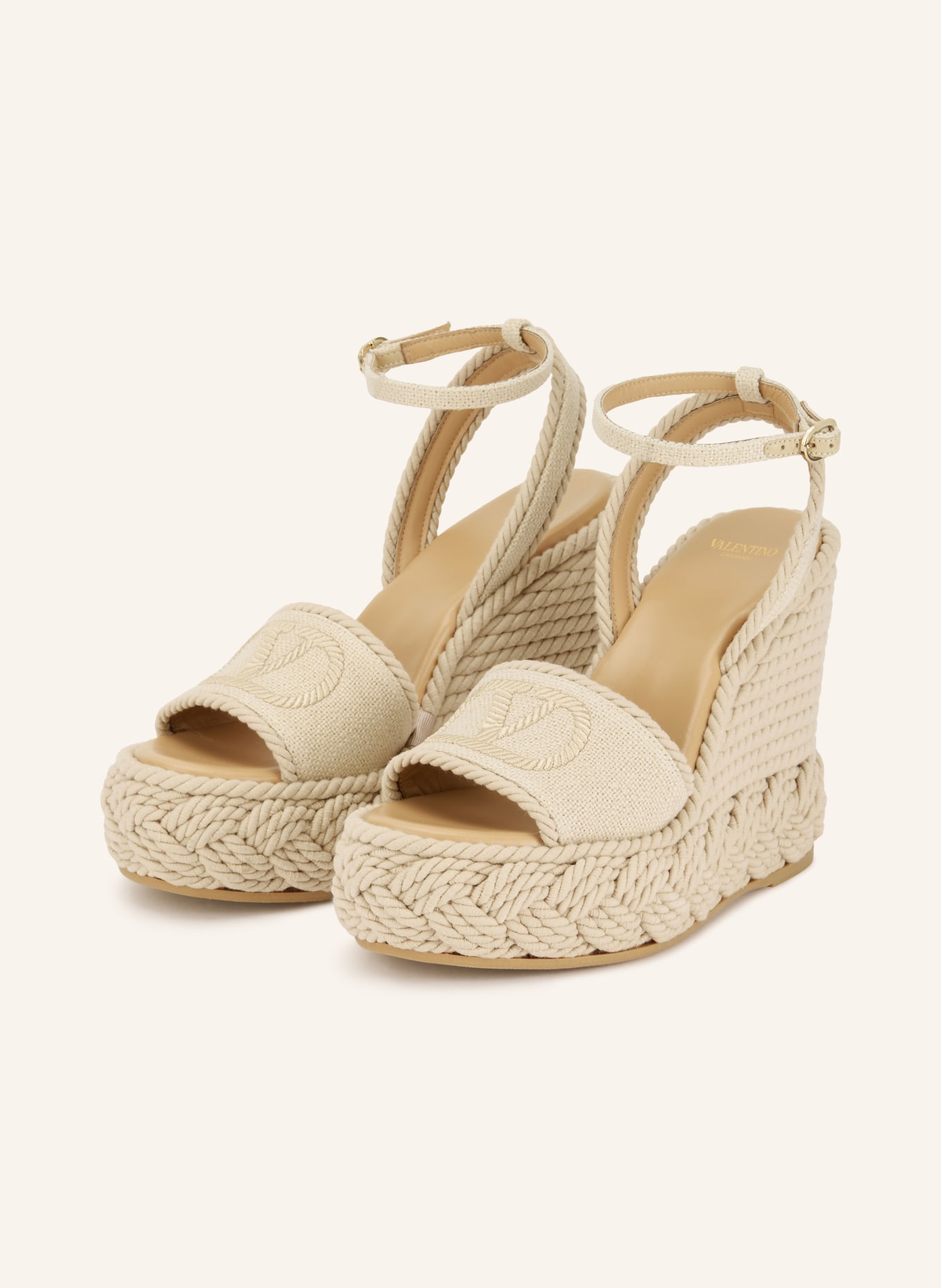 VALENTINO GARAVANI Sandales à talons compensés VLOGO TORCHON: BEIGE