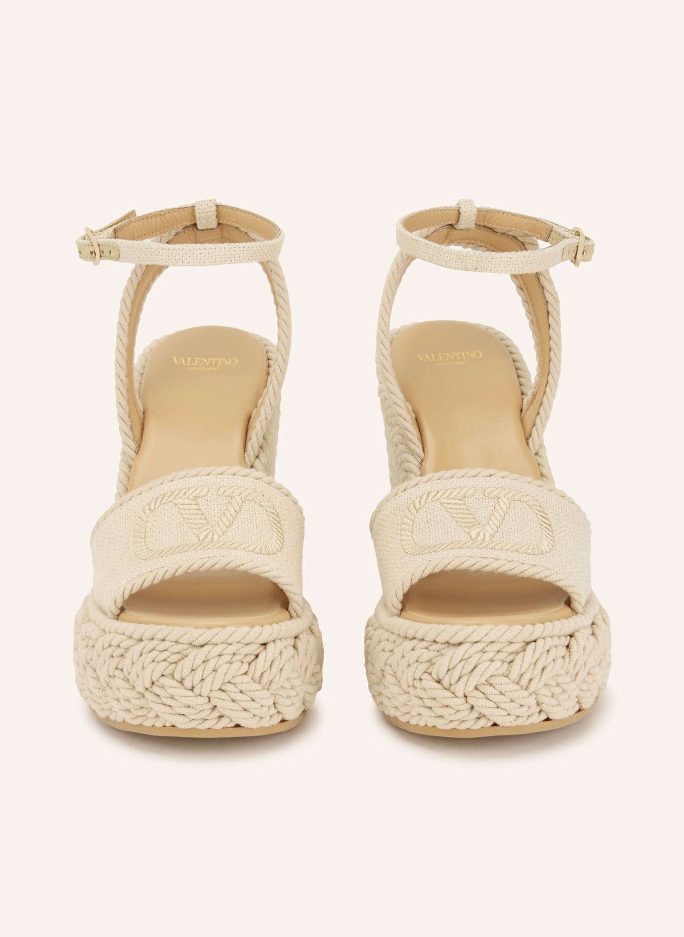 VALENTINO GARAVANI Sandales à talons compensés VLOGO TORCHON: BEIGE