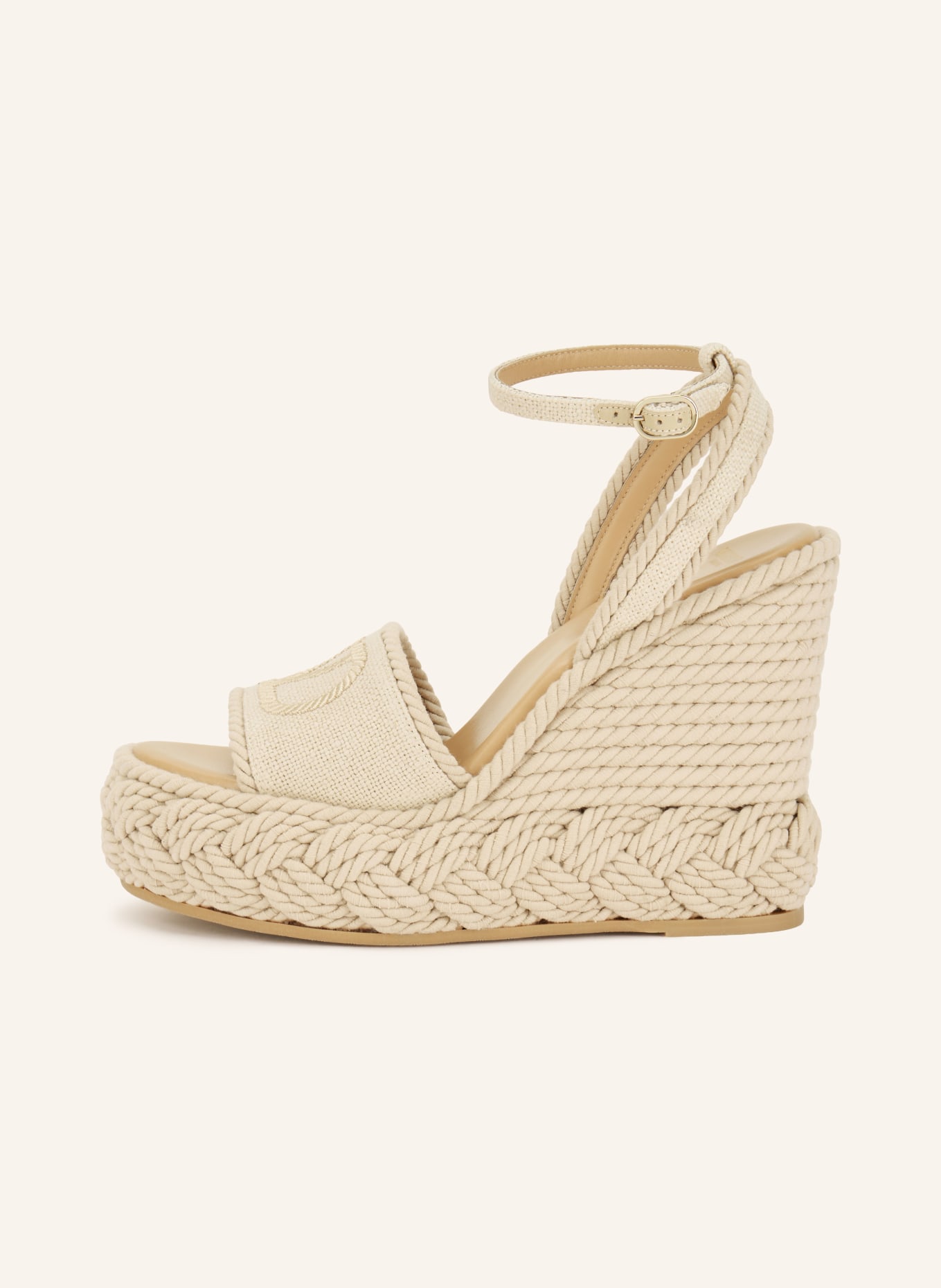 VALENTINO GARAVANI Sandales à talons compensés VLOGO TORCHON: BEIGE