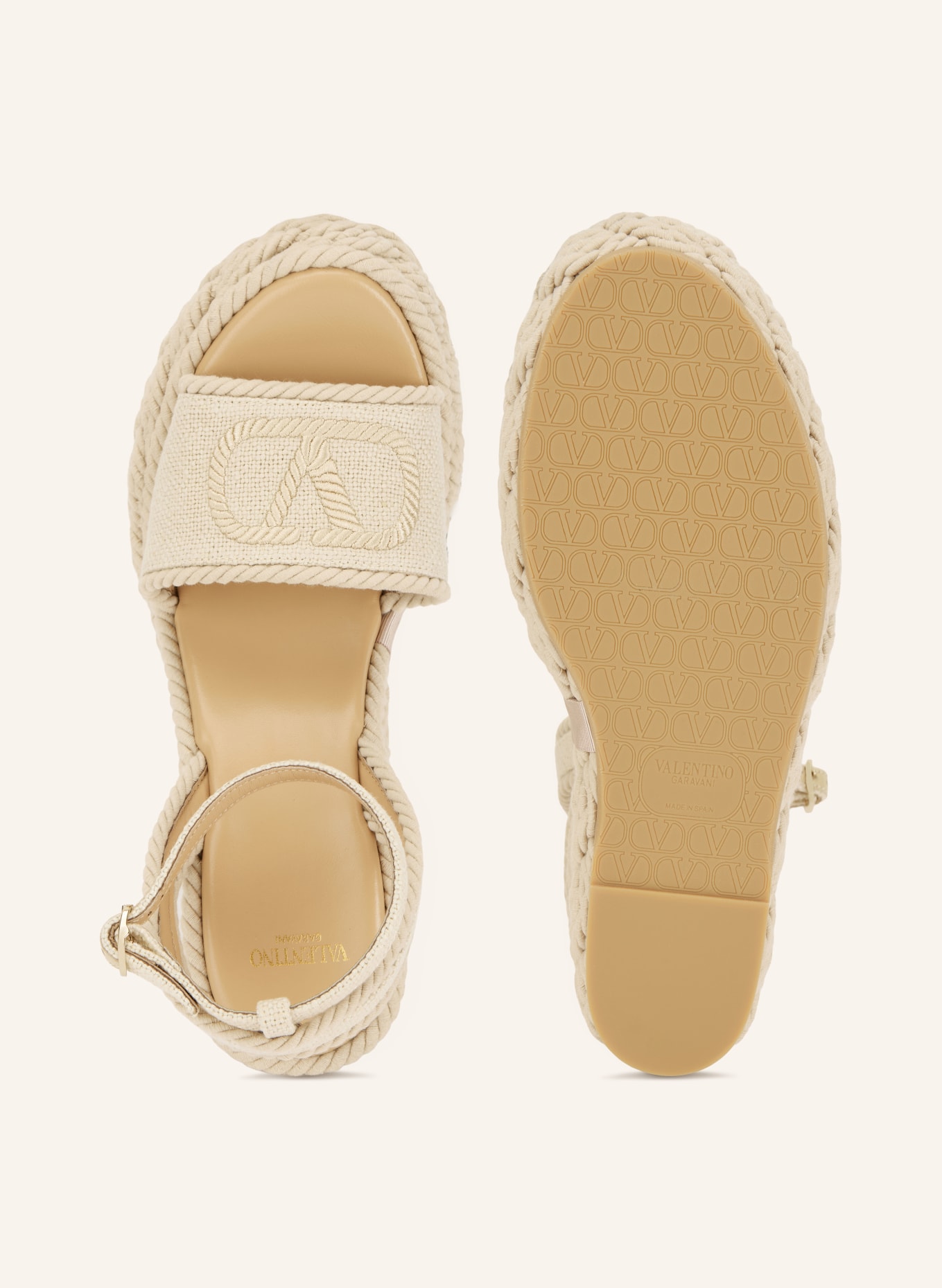 VALENTINO GARAVANI Sandales à talons compensés VLOGO TORCHON: BEIGE