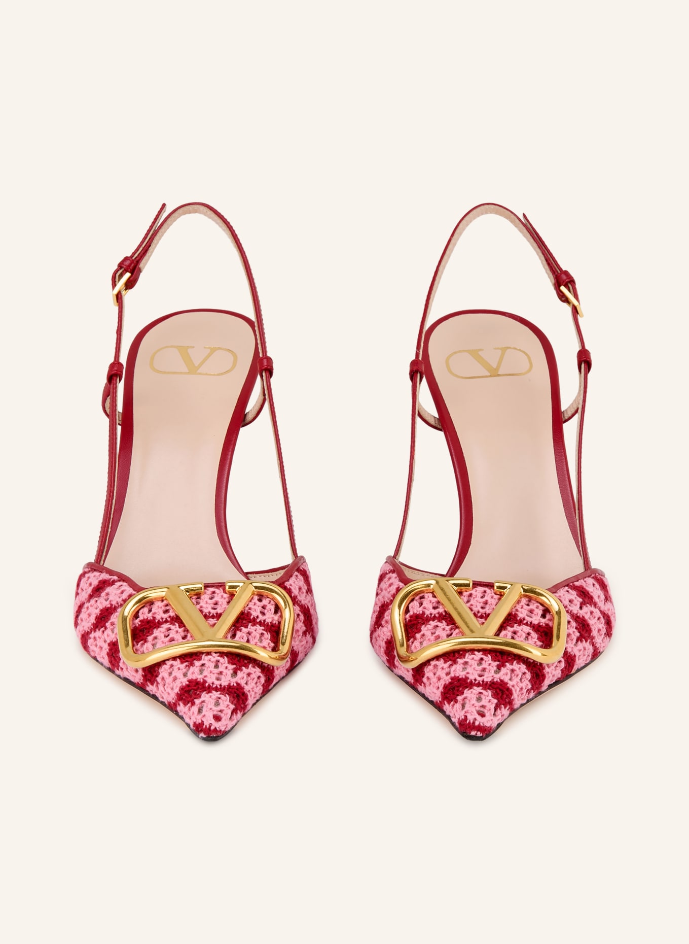 VALENTINO GARAVANI Escarpins à bride VLOGO SIGNATURE: ROUGE / OR / ROSE
