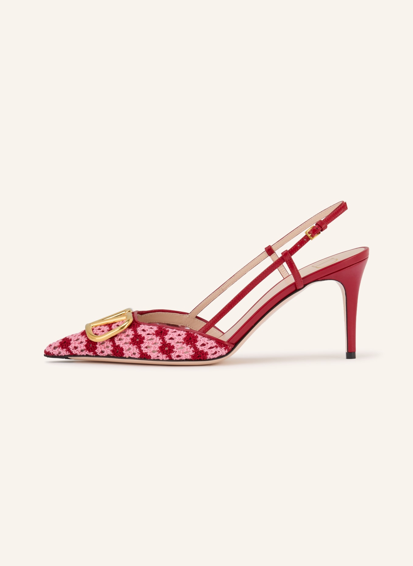 VALENTINO GARAVANI Escarpins à bride VLOGO SIGNATURE: ROUGE / OR / ROSE