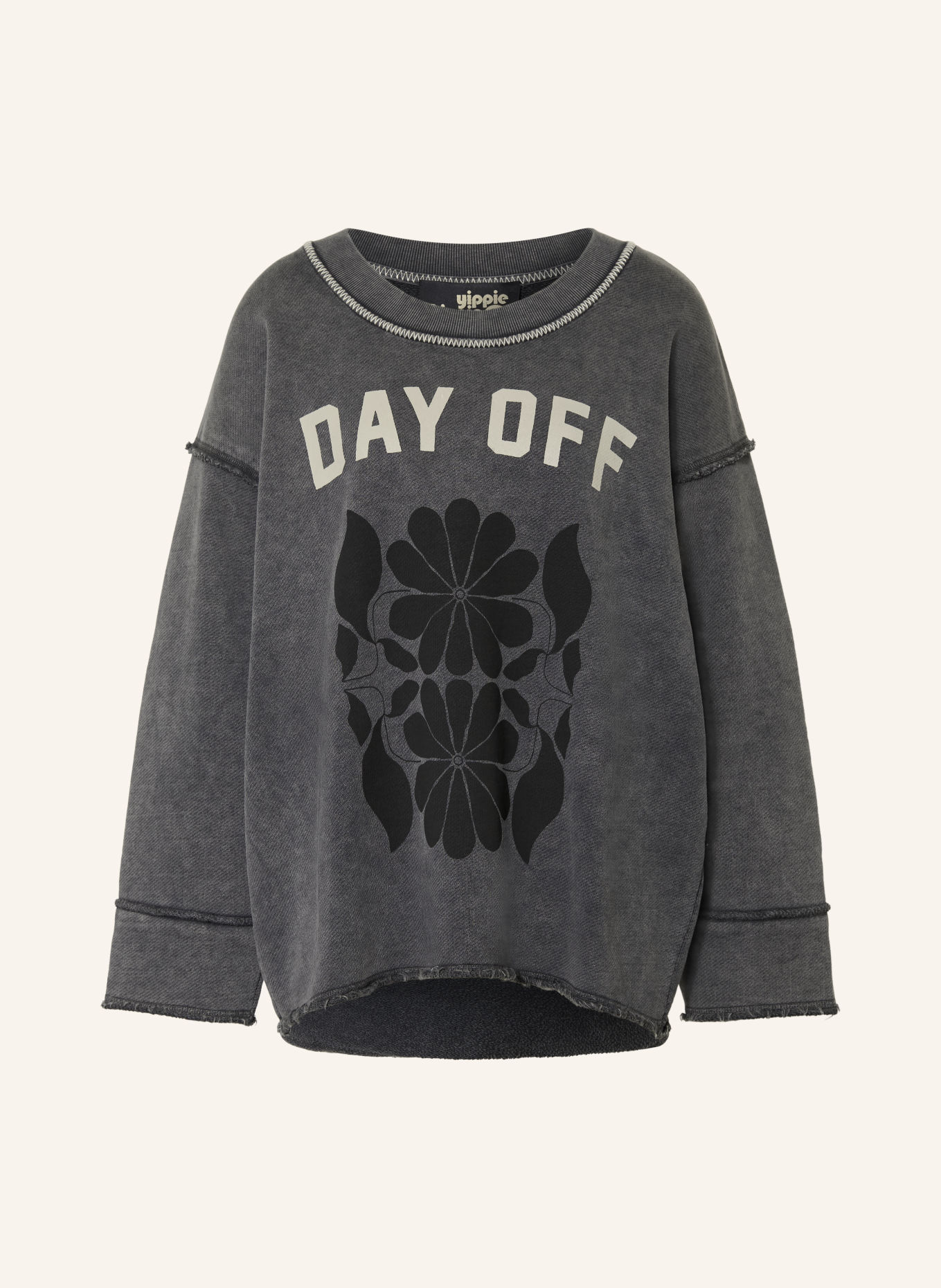 yippie hippie Bluza oversize: SZAROBRĄZOWY / ECRU / CZARNY
