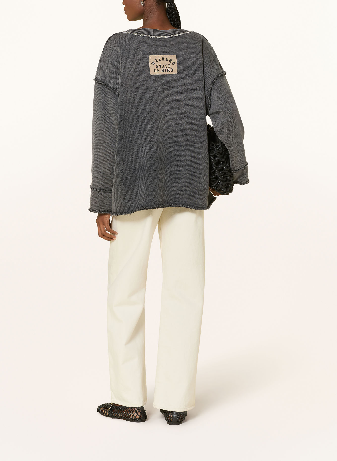 yippie hippie Bluza oversize: SZAROBRĄZOWY / ECRU / CZARNY