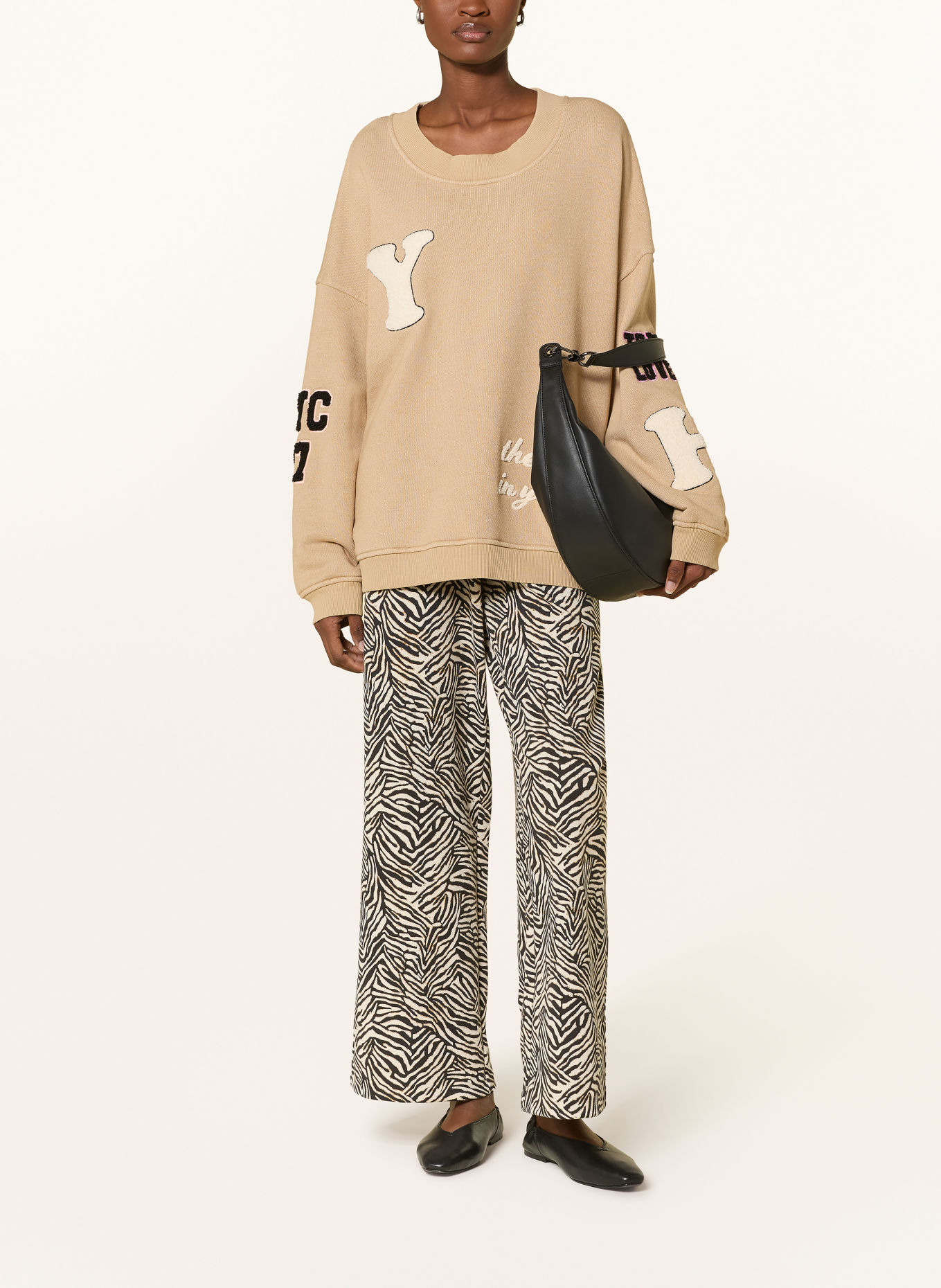 yippie hippie Bluza oversize: JASNOBRĄZOWY / ECRU / MOCNORÓŻOWY