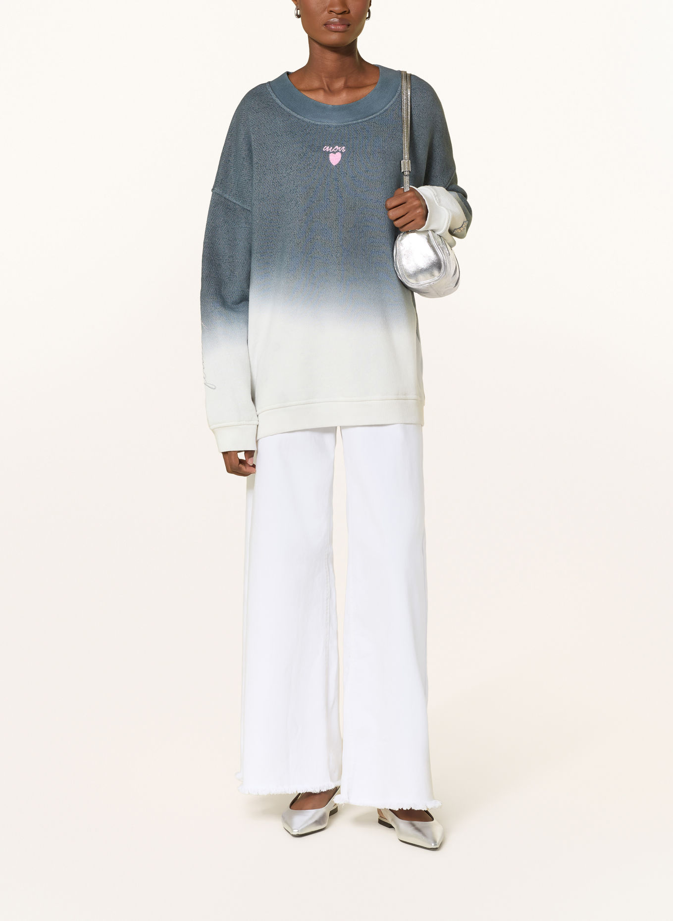 yippie hippie Bluza oversize: CZIEMNOSZARY / RÓŻOWY / BIAŁY
