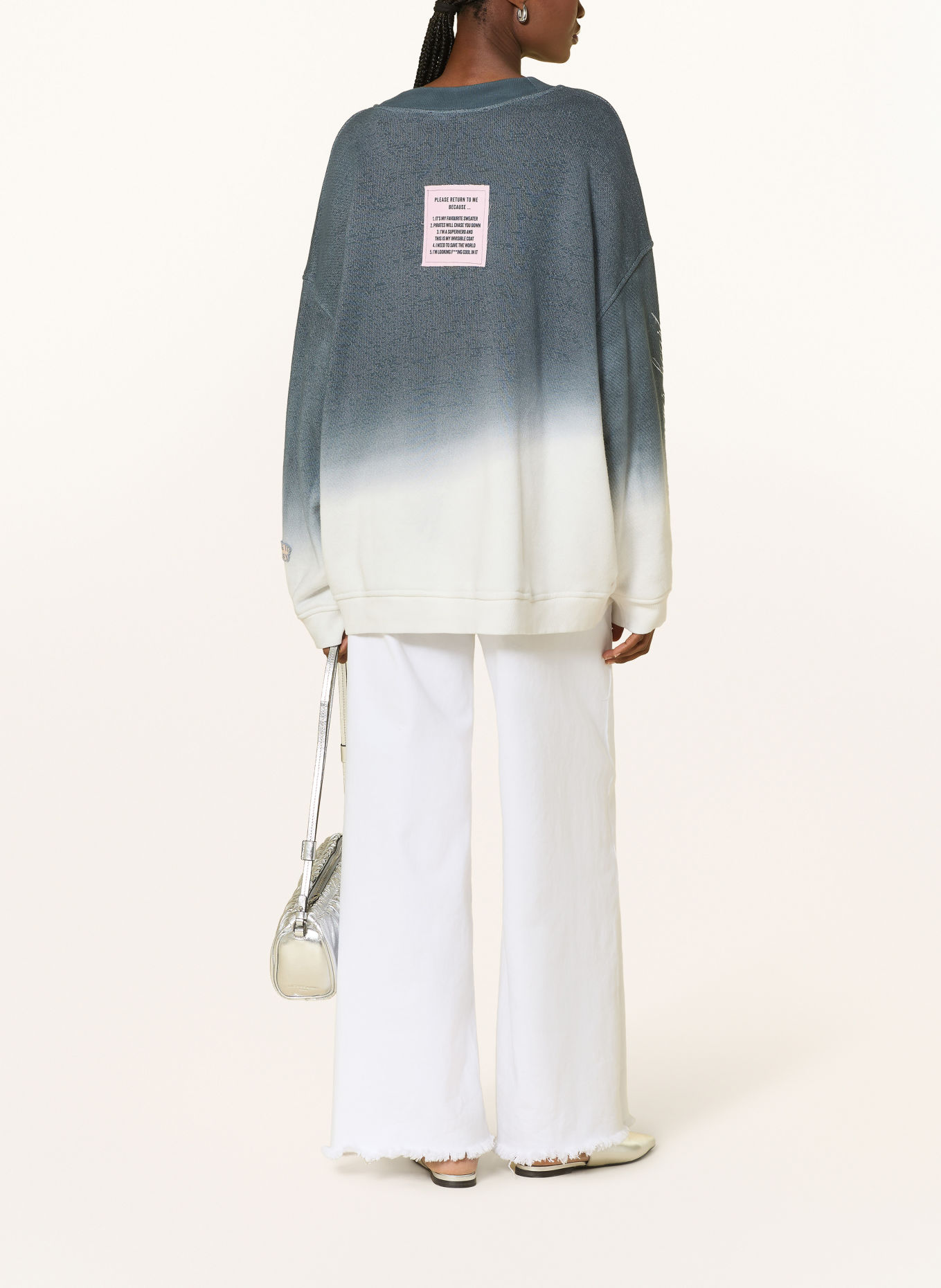 yippie hippie Bluza oversize: CZIEMNOSZARY / RÓŻOWY / BIAŁY