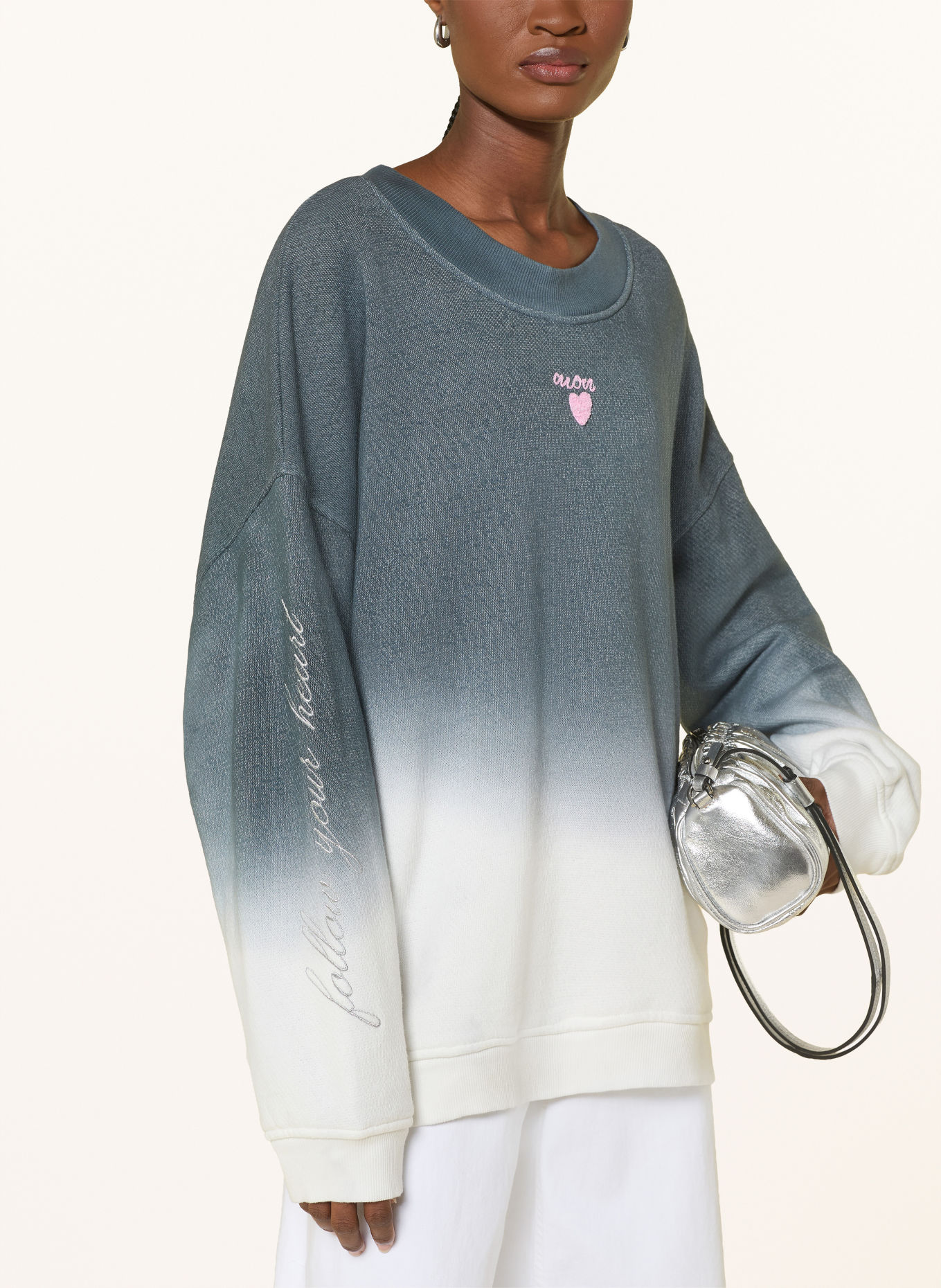 yippie hippie Bluza oversize: CZIEMNOSZARY / RÓŻOWY / BIAŁY