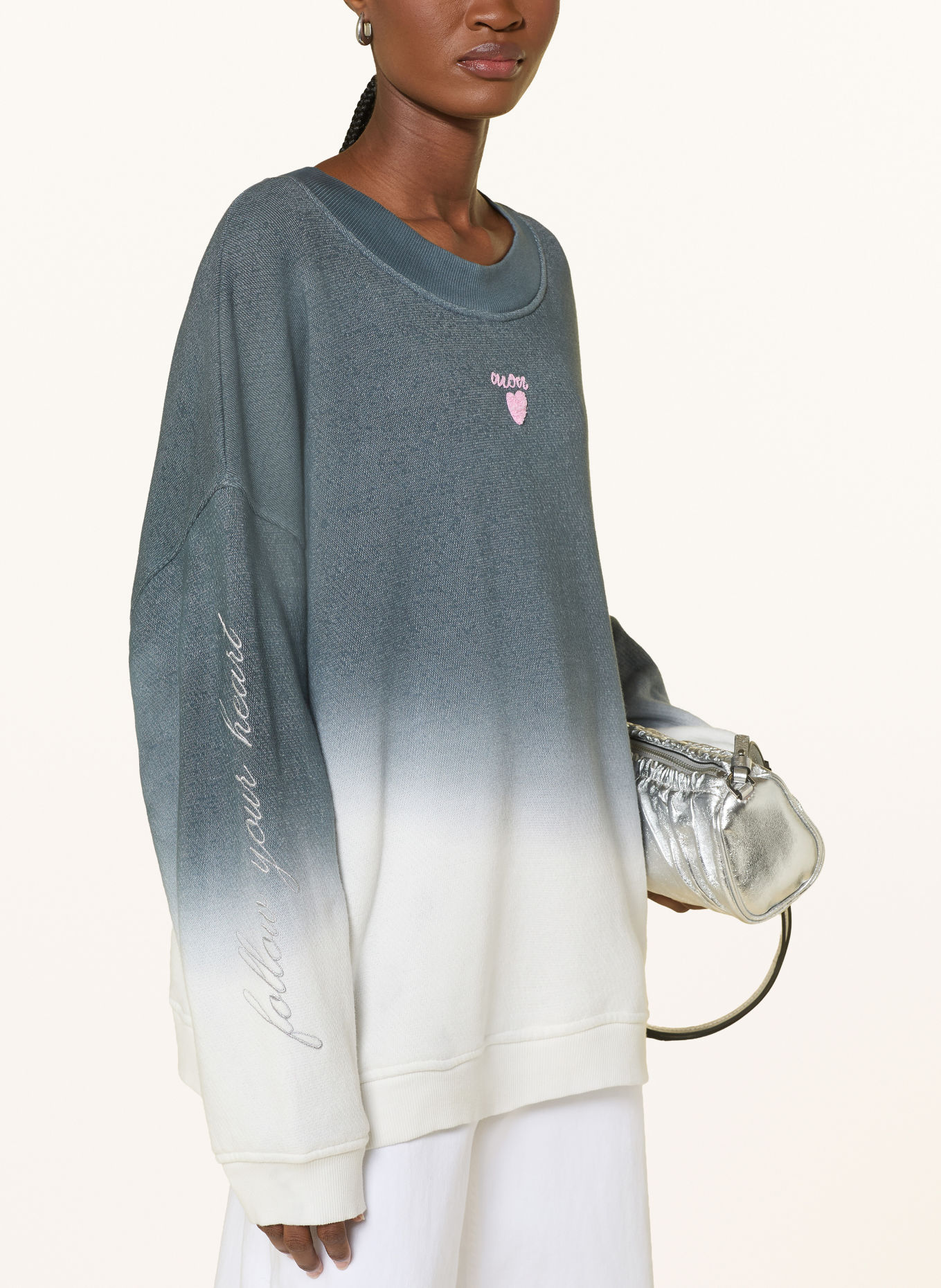 yippie hippie Bluza oversize: CZIEMNOSZARY / RÓŻOWY / BIAŁY