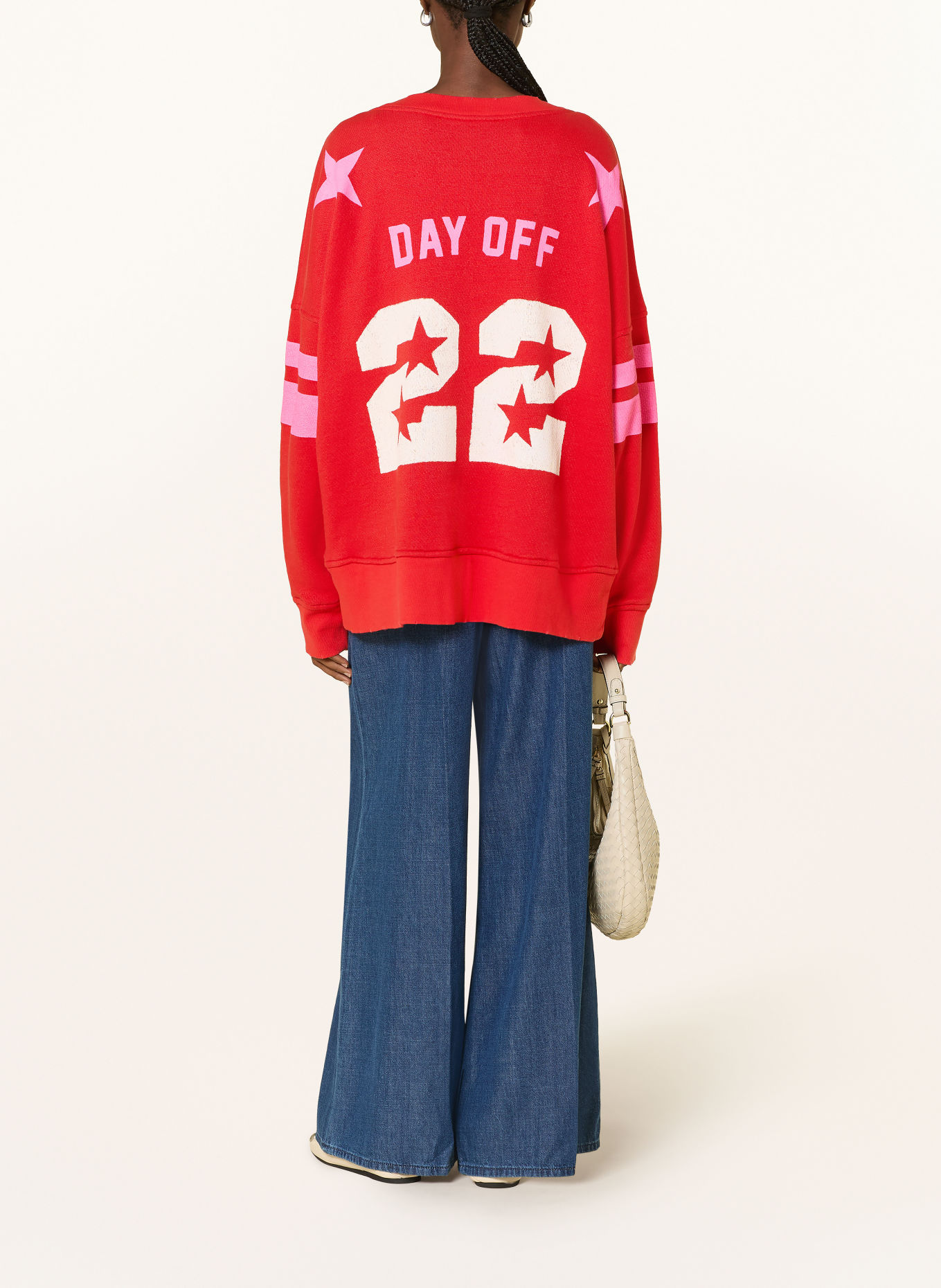 yippie hippie Bluza oversize: CZERWONY / JASKRAWY MOCNORÓŻOWY / BIAŁY
