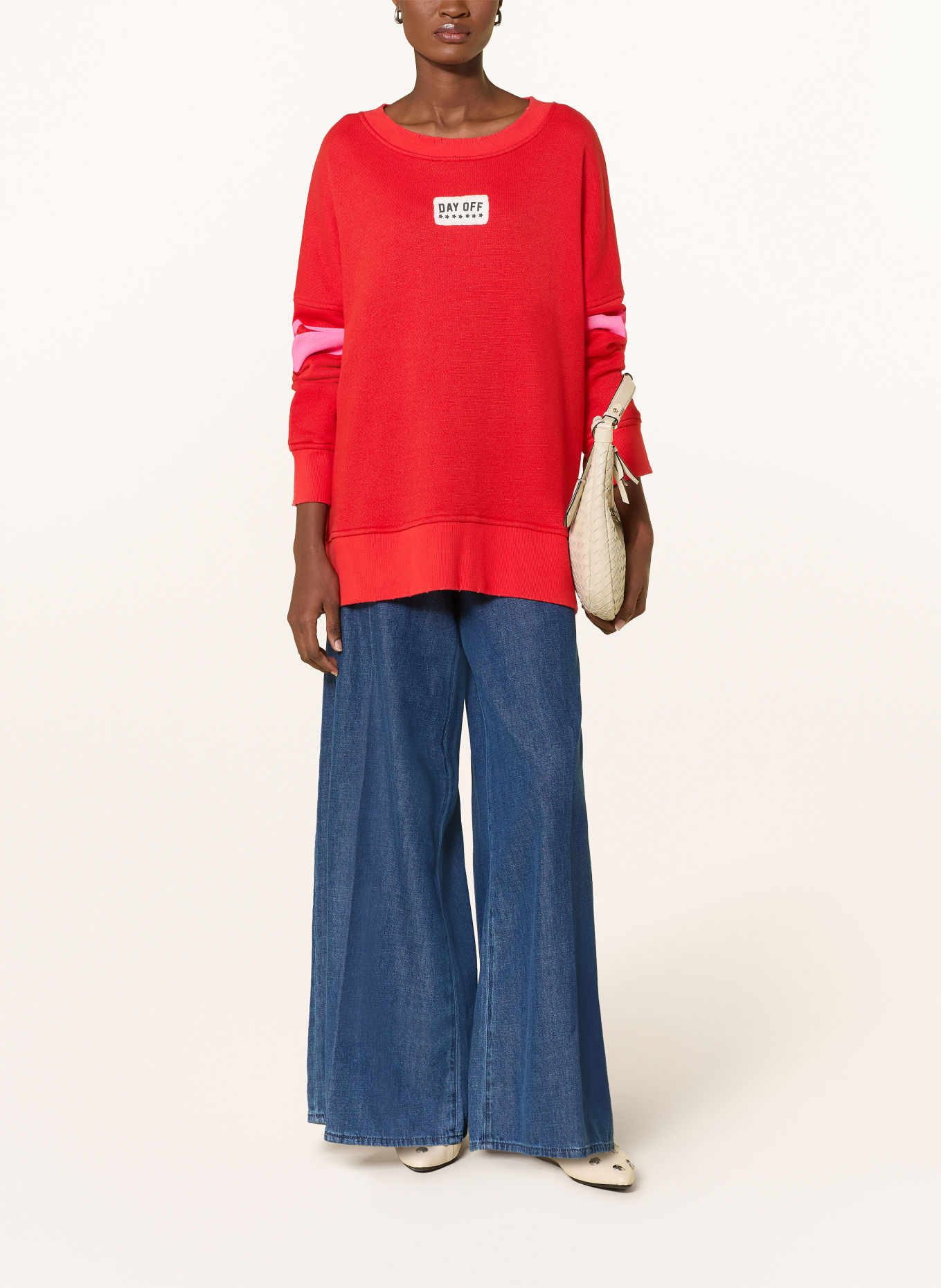 yippie hippie Bluza oversize: CZERWONY / JASKRAWY MOCNORÓŻOWY / BIAŁY