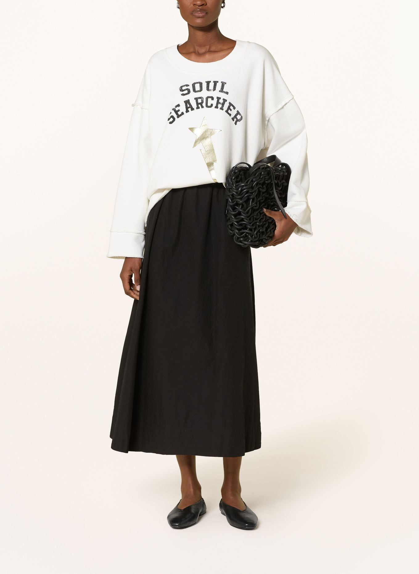 yippie hippie Bluza oversize: ECRU / ZŁOTY / CZARNY