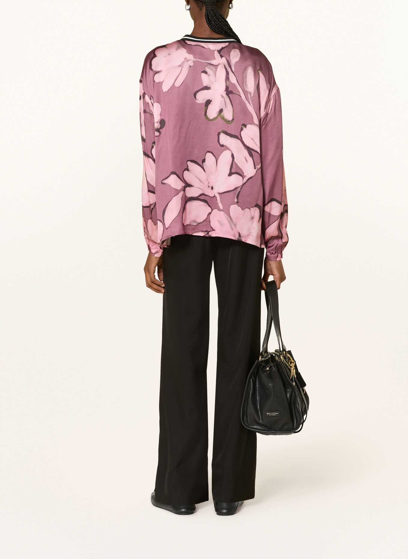 yippie hippie Satijnen blouse: DONKERPAARS / ROZE / ZWART