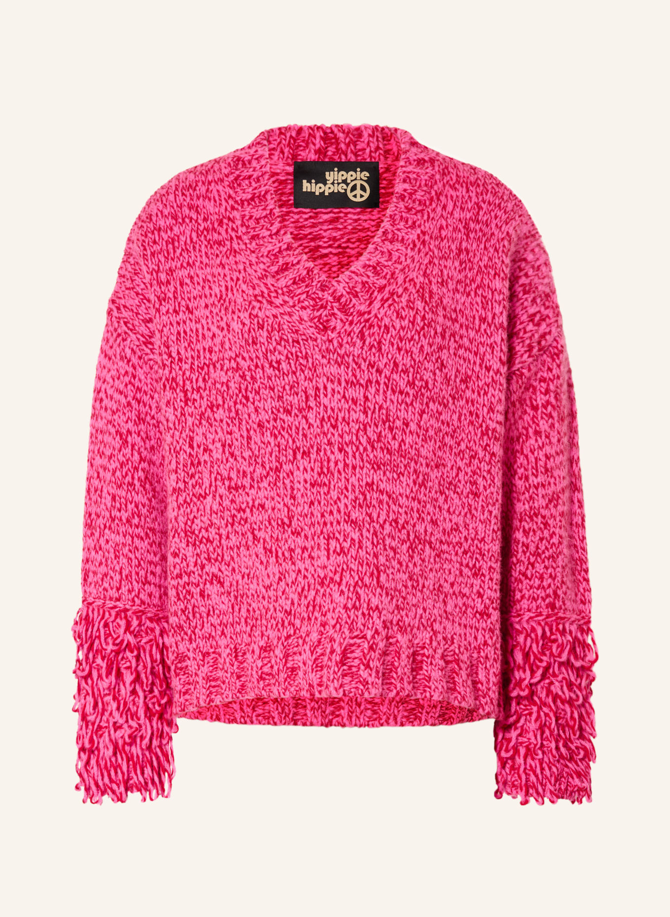 yippie hippie Pullover: NEONPINK / DUNKELROT