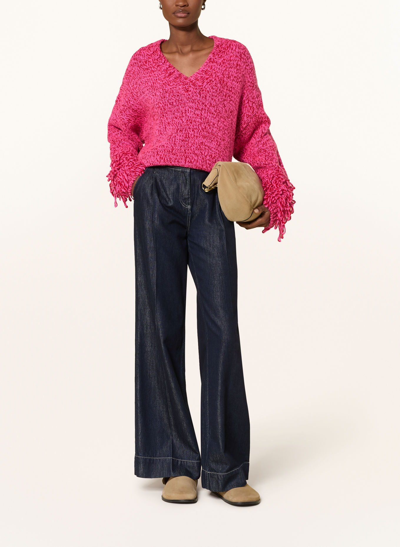 yippie hippie Pullover: NEONPINK / DUNKELROT