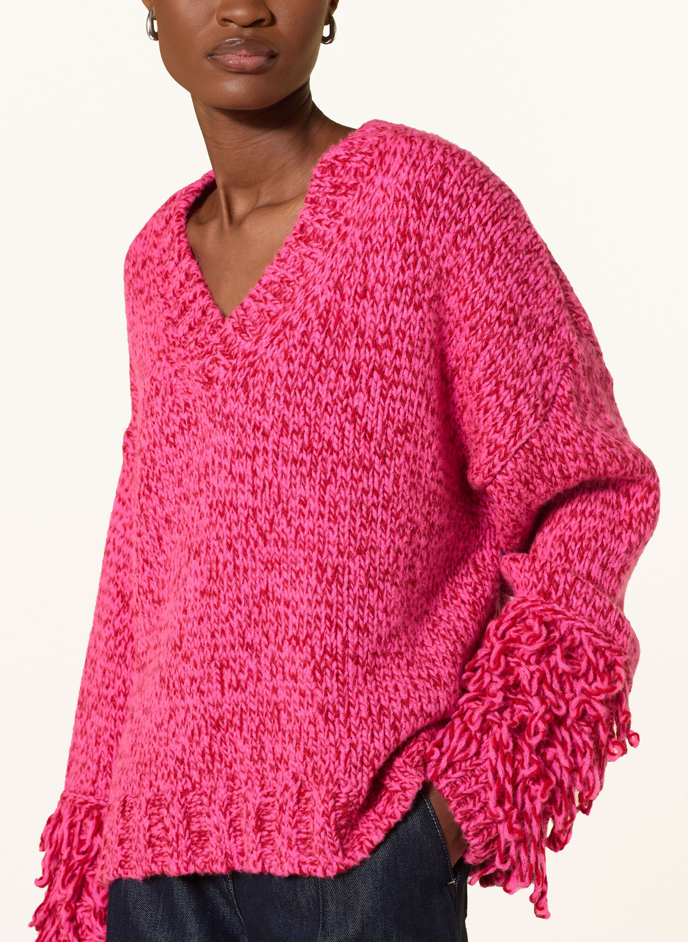 yippie hippie Pullover: NEONPINK / DUNKELROT