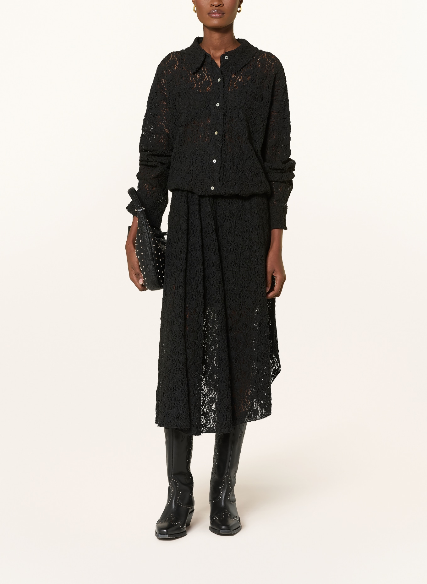 yippie hippie Kanten rok: ZWART