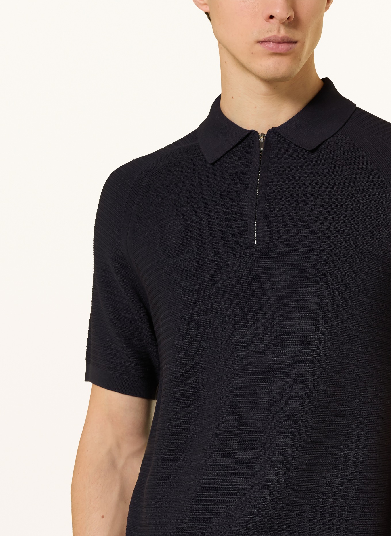 REISS Polo en maille ESTATE: BLEU FONCÉ